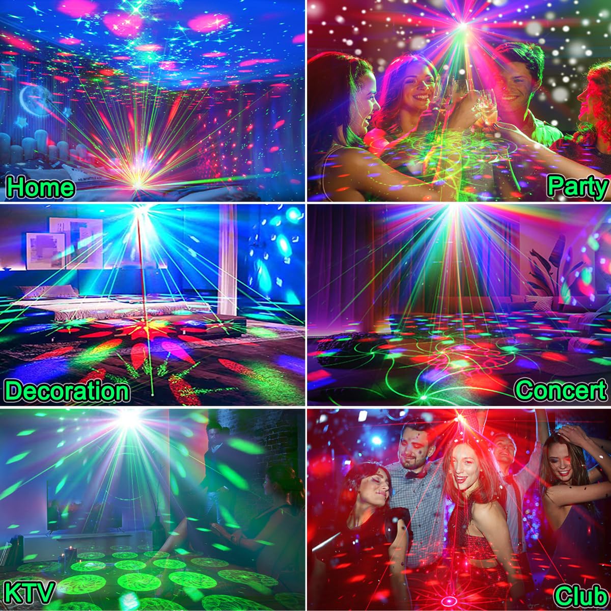 Party Light Disco Ball 4 In 1Dj Strobe Stage Rave Dance Light Projector Effect Sound Activated With Remote Control For Karaoke P