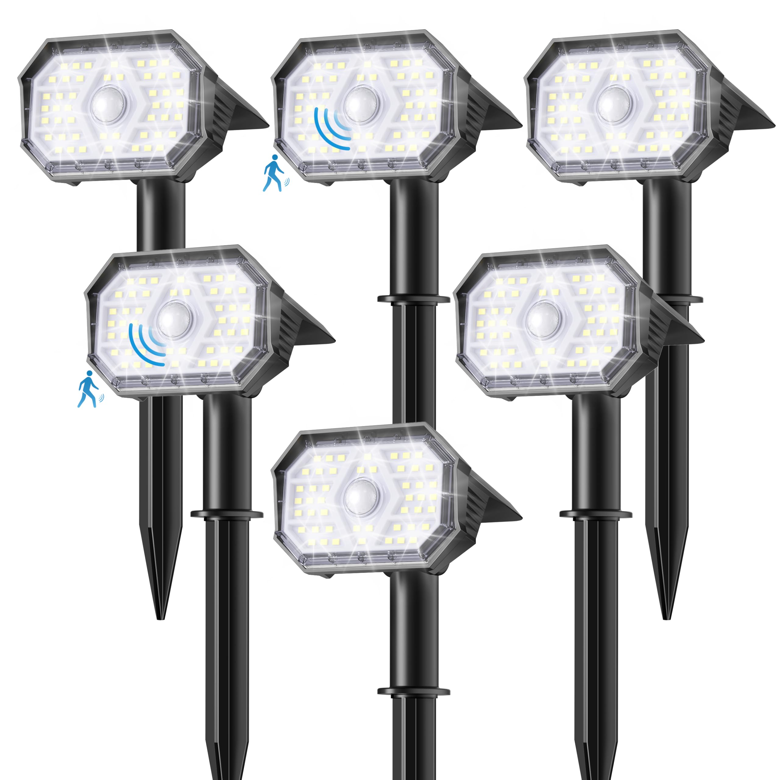 Brightown 6 Pack Solar Motion Lights Outdoor Waterproof  Motion Sensor Spot Lights- 58 Led/3 Modes Solar Powered Spotlights 2-In-1 Auto On/Off For Outside Yard Wall Garden  Cool White