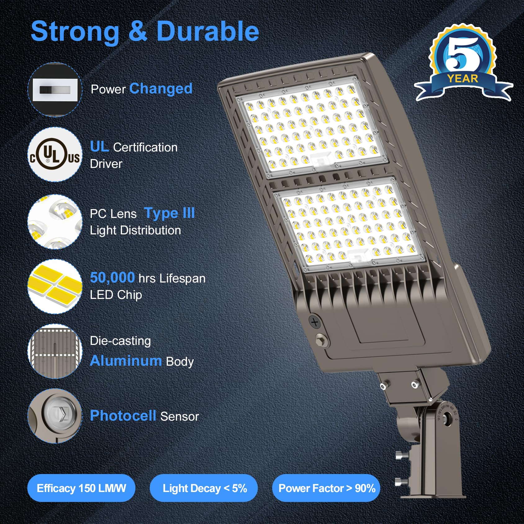 Kukuppo 2Pack 400W Led Parking Lot Light 60000Lm  Dlc Etl Listed Led Shoebox Parking Pole Light Power Adjustable 5000K Ip65 Waterproof Outdoor Commercial Area Lighting With Slip Fitter 100-277Vac