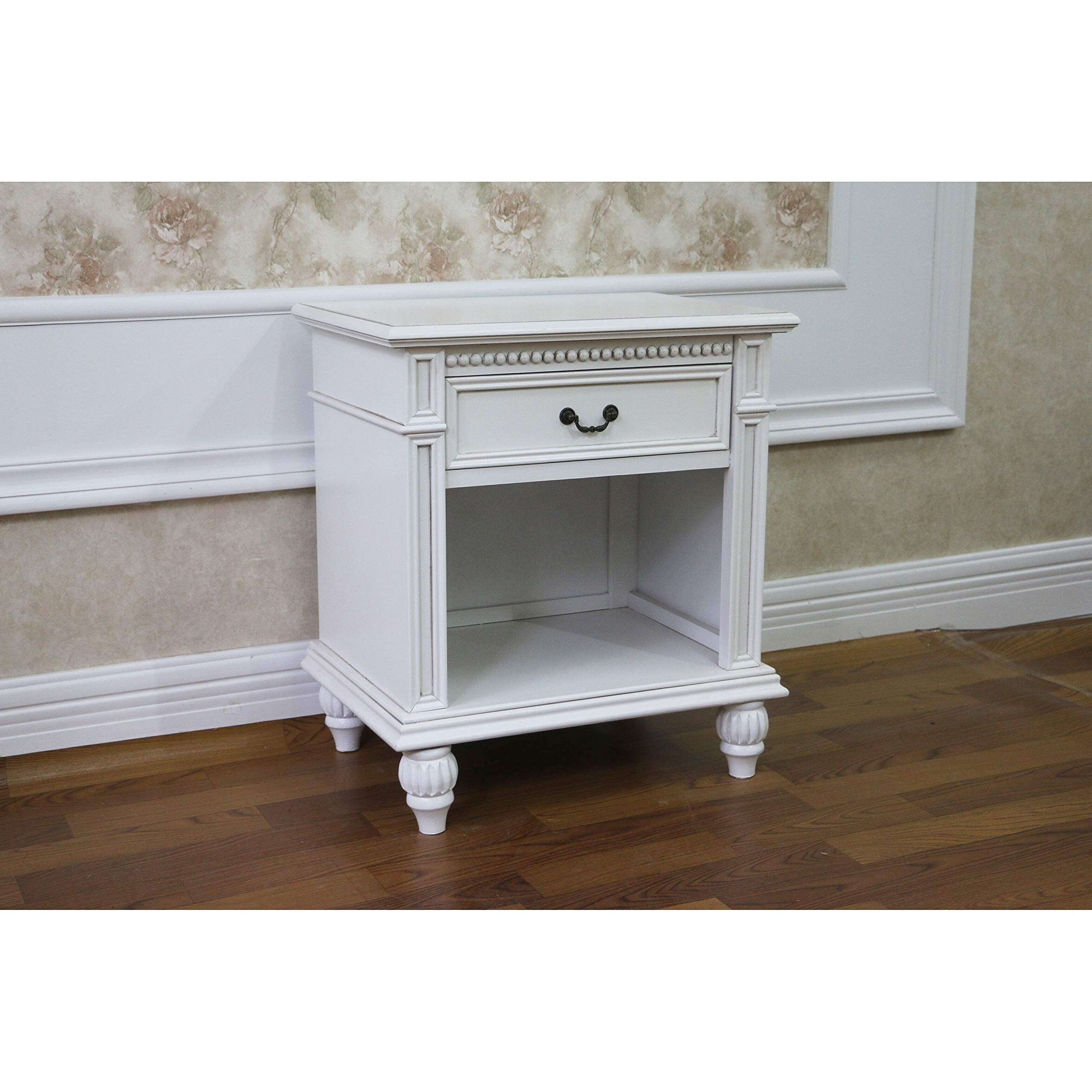 International Caravan Windsor Hand Carved Wood Lamp Table with 1 Drawer