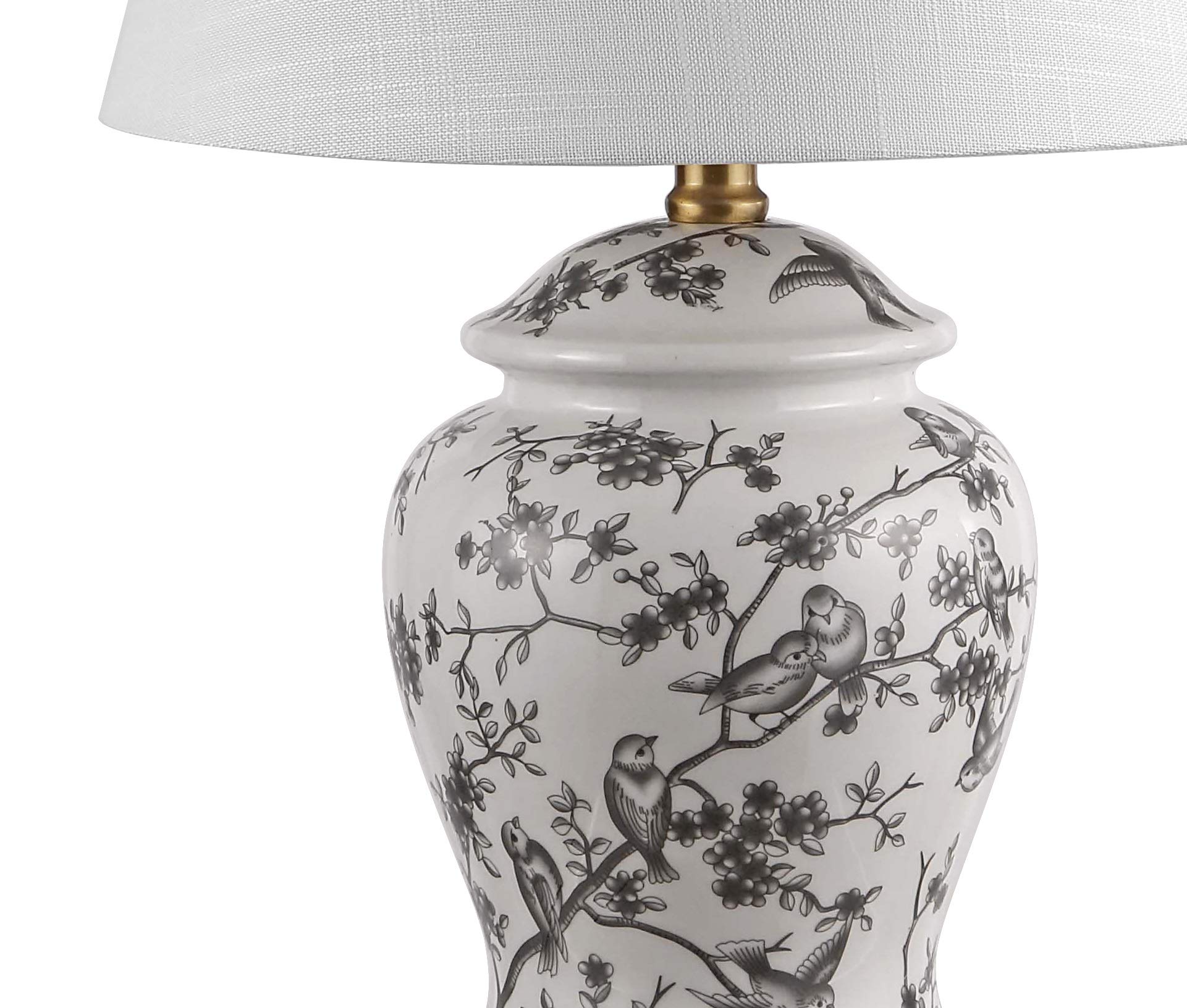 JONATHAN Y 22in Chinoiserie LED Table Lamp, Ceramic, Gray/White, Model JYL3005C, Bedside Desk Nightstand for Bedroom, Living Room, Office