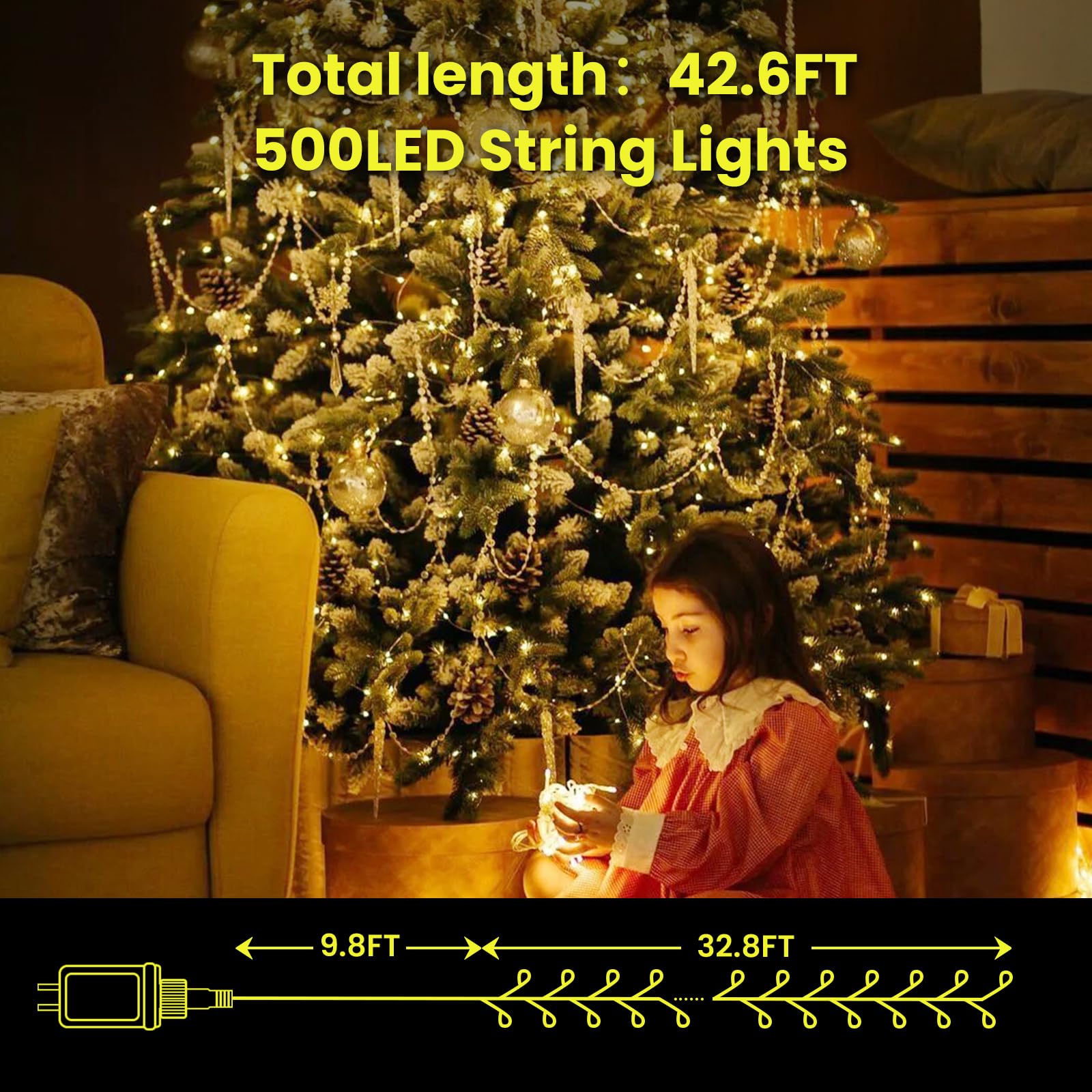 Dailyart Fairy Lights Plug In, 500 Led Fairy Lights With Remote 42Ft Small Warm Fairy Lights With Timer Long Twinkle Lights Waterproof String Fairy Lights For Bedroom Outdoor Indoor Decor,Gold Wire