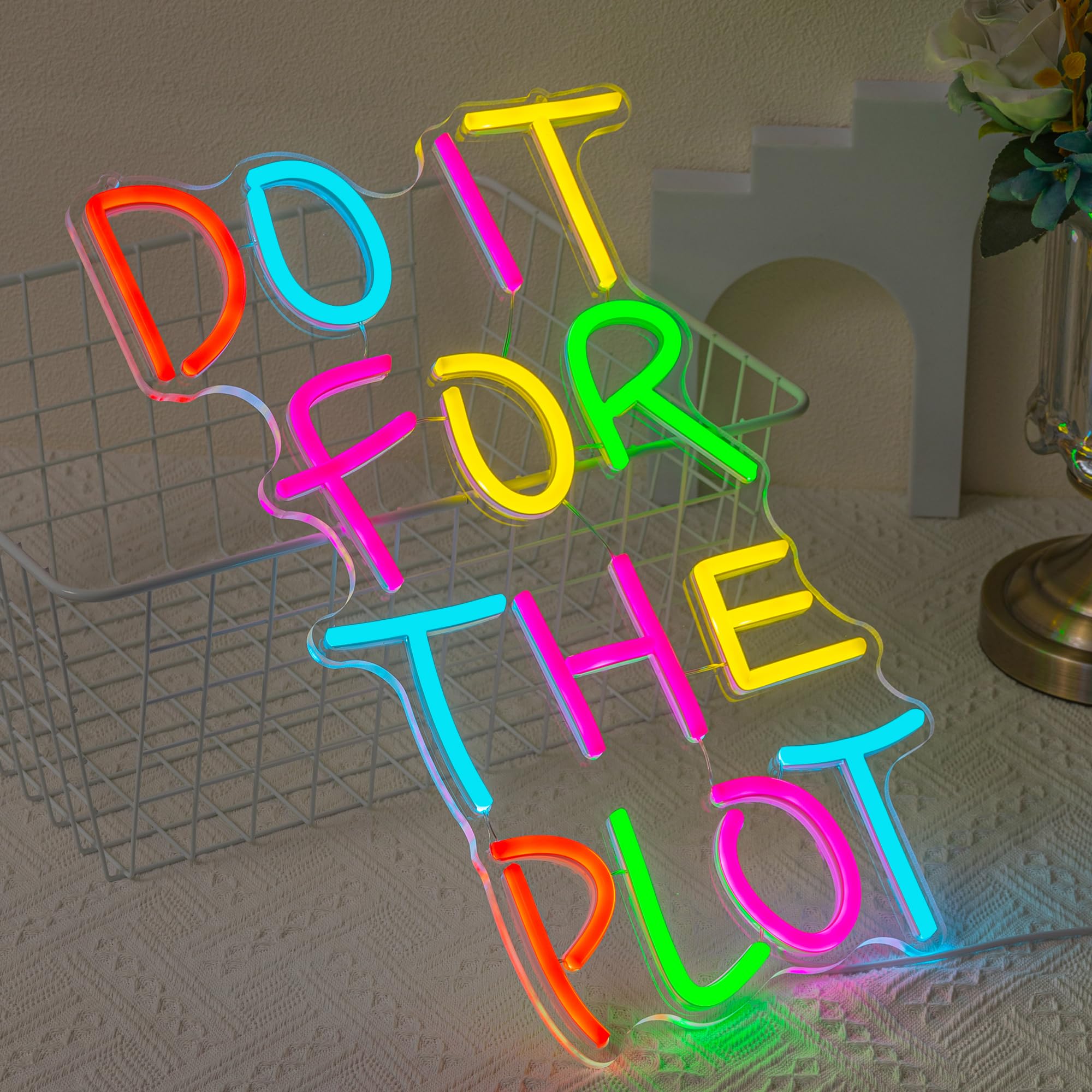 SUYUZUR Neon Sign Light for Wall Decor, Dimmable LED, USB Powered, Colorful, Model SLY-34