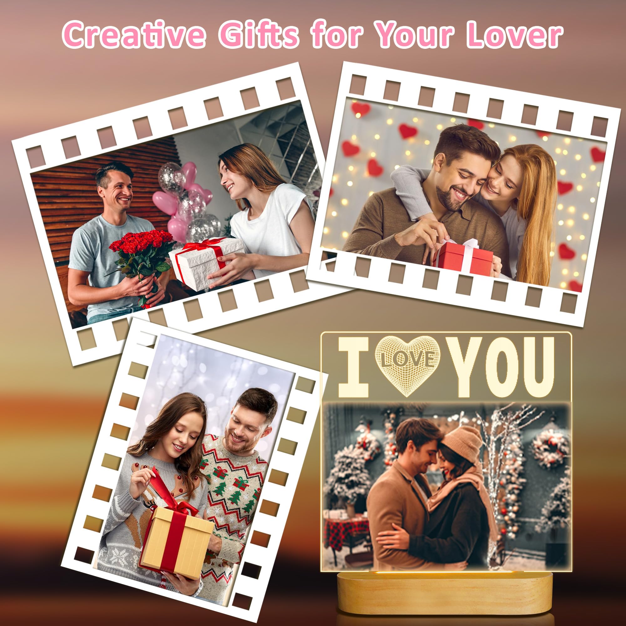 Attivolife I Love You Picture Frame, Light Up Photo Frame With Warm Led Night Light, Desktop Display Creative Memory Gifts For Couple Women Mom Valentine Day Wedding Anniversary Present(4X6'' Photo)