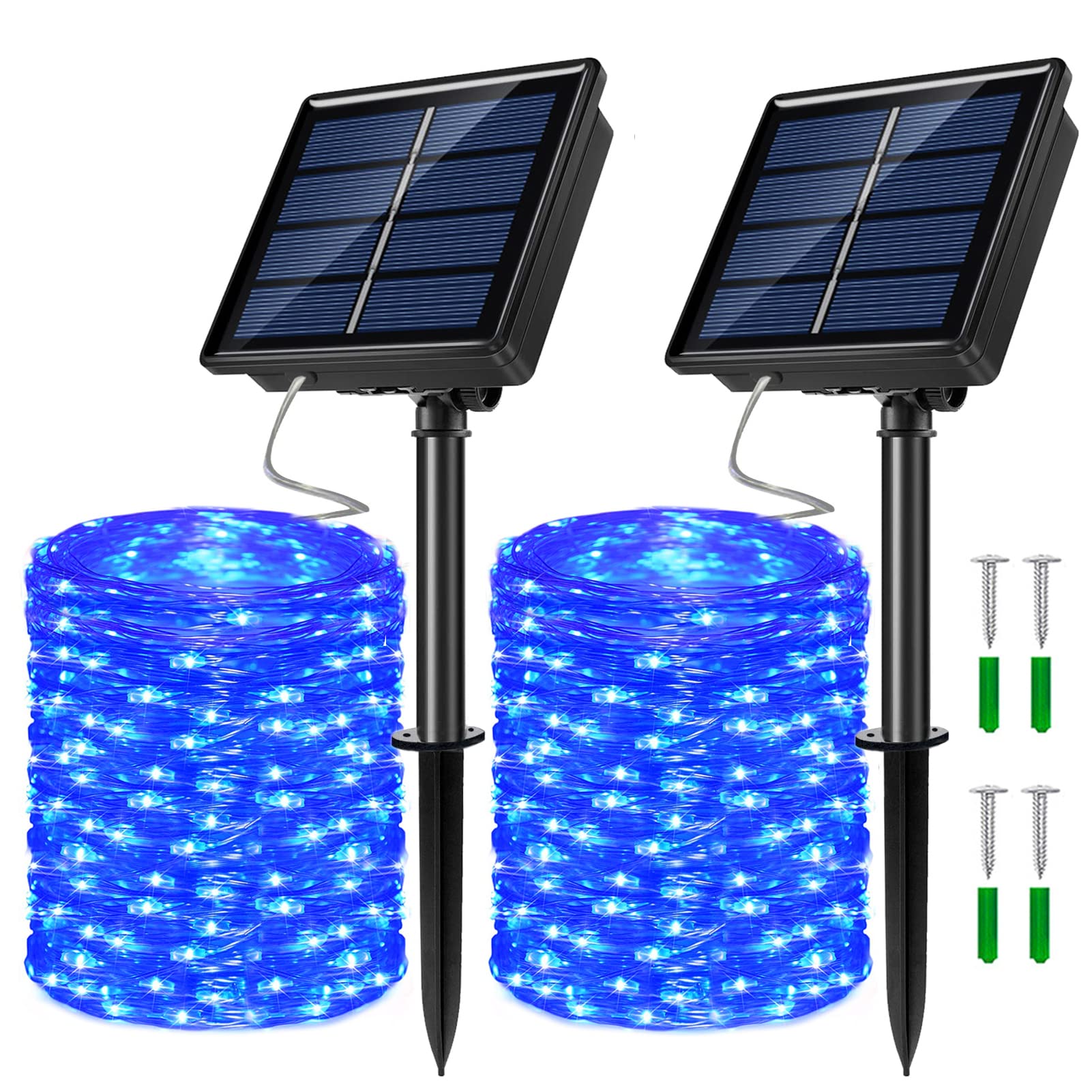 JosMega Solar Powered Fairy String Lights, 33ft-100LED, Waterproof, 8 Modes, Blue, Model 3baa2ab7-1a56-4395-8528-