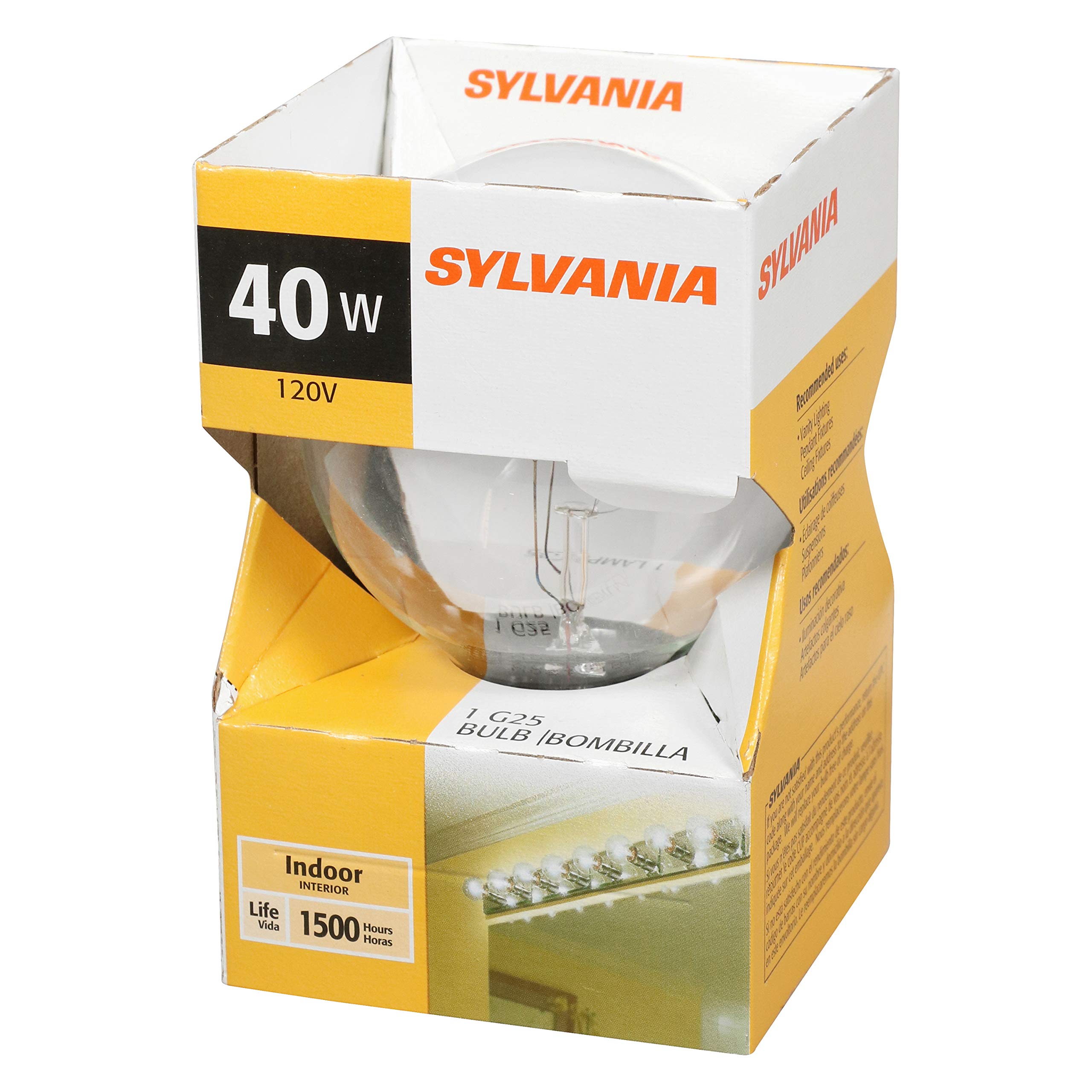 LEDVANCE SYLVANIA G25 Incandescent Bulb 40W 2850K Clear 1 Count Medium Base Model 14283