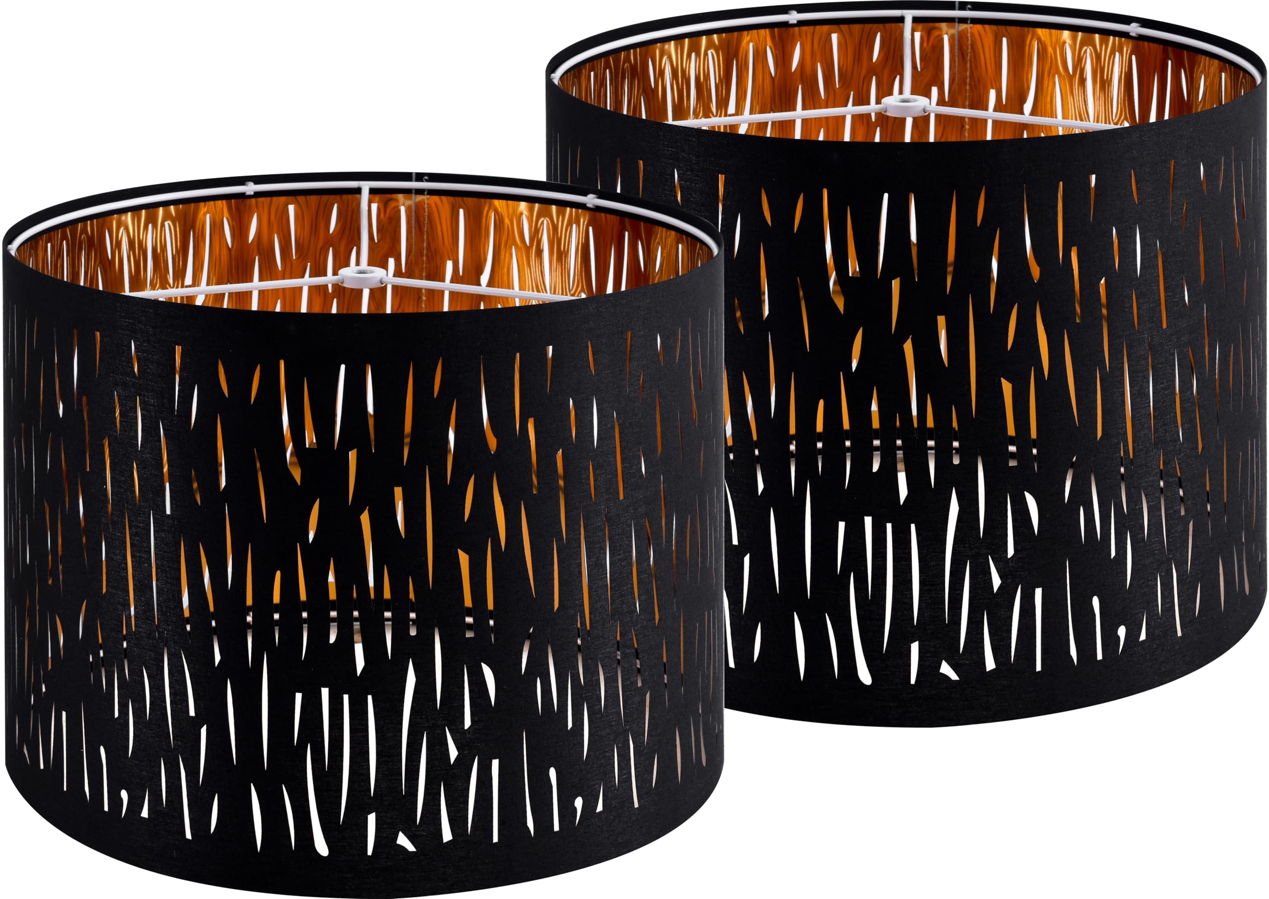 Goso Black Lamp Shades Set Of 2, Drum Lamp Shades With Etching Crystal Design,13 ''Top X 13'' Bottom X 10 ''High'', Lamp Shades