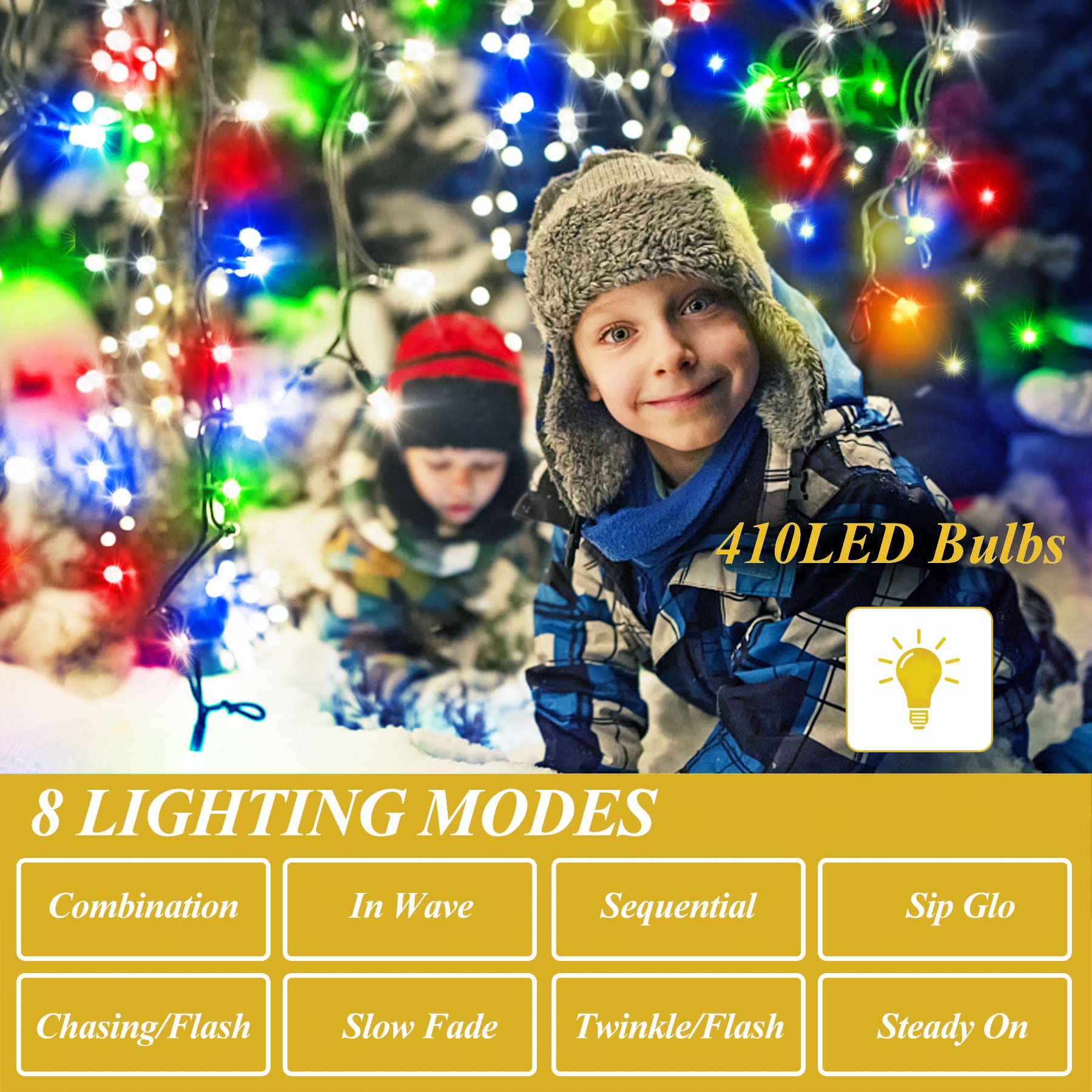 Aneeway Christmas Tree Lights - 410 Led Multicolor String Lights, 6.6Ft, 8 Modes, Remote Control, Memory Function
