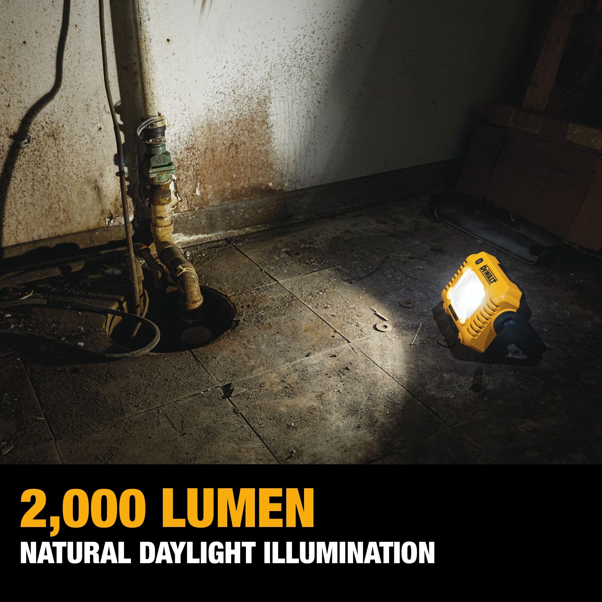 DEWALT 12V/20V MAX LED Work Light, 2000 Lumens, Compact, 360° Handle, Model DCL077B, White, Bare Tool Only