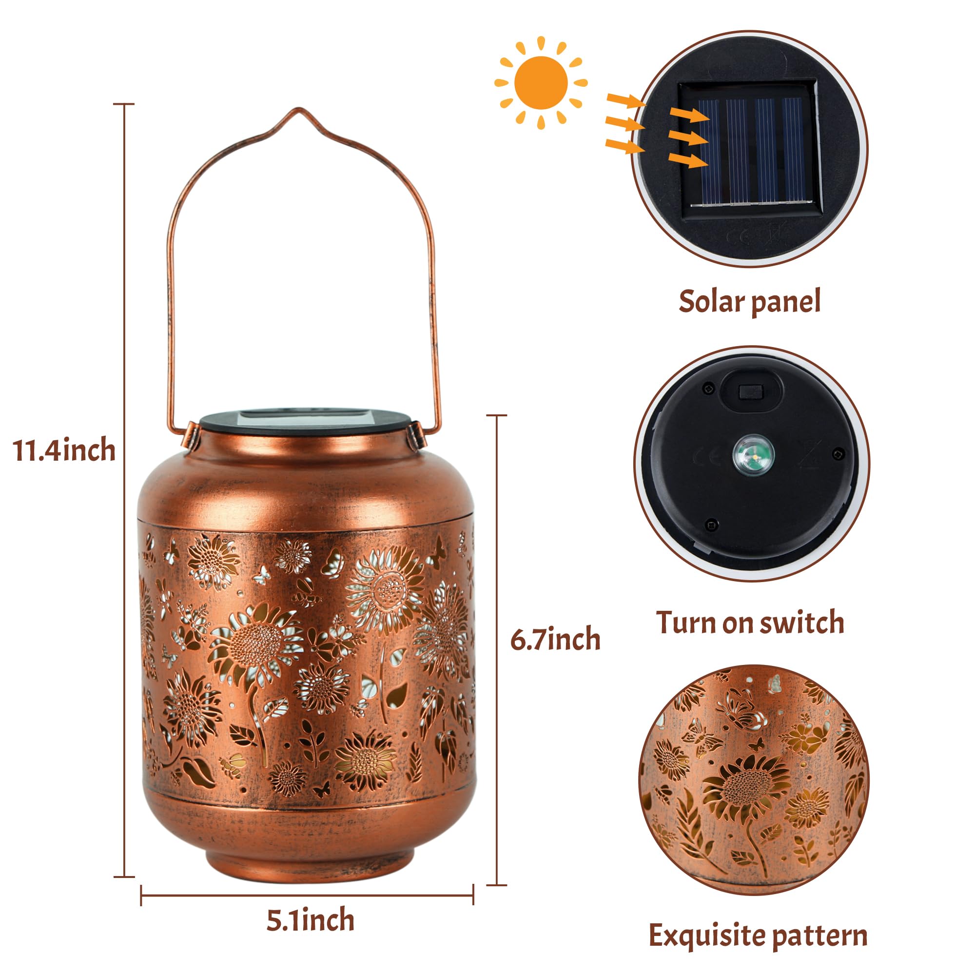 Anytalk Solar Lanterns Outdoor, Waterproof Hanging Solar Lantern Garden Decor, Solar Lights For Backyard Porch Patio Table Yard