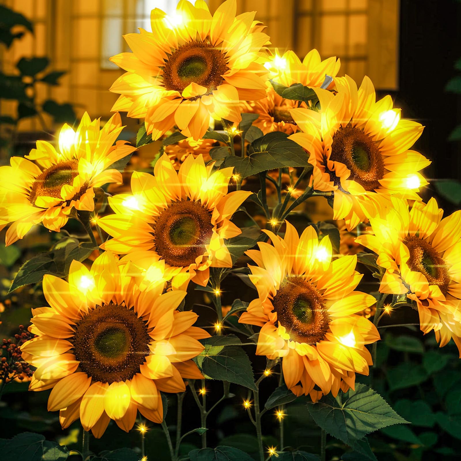 Bomier Solar Flowers - 3 Pack Waterproof Decorative Garden Lights With Sunflower Design