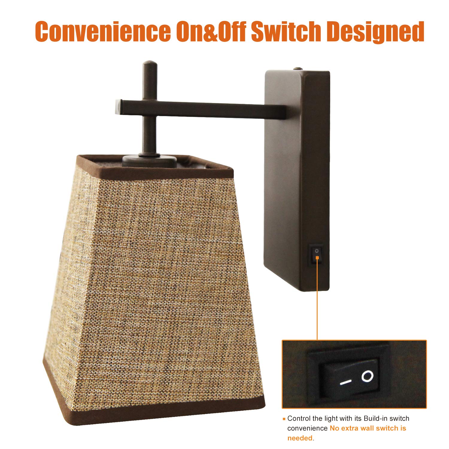 Facon 12V RV Wall Sconce, Square Fabric Shade, G4 Bulb Included, Oil Rubbed Bronze Finish, Model LF131T-005-ORB