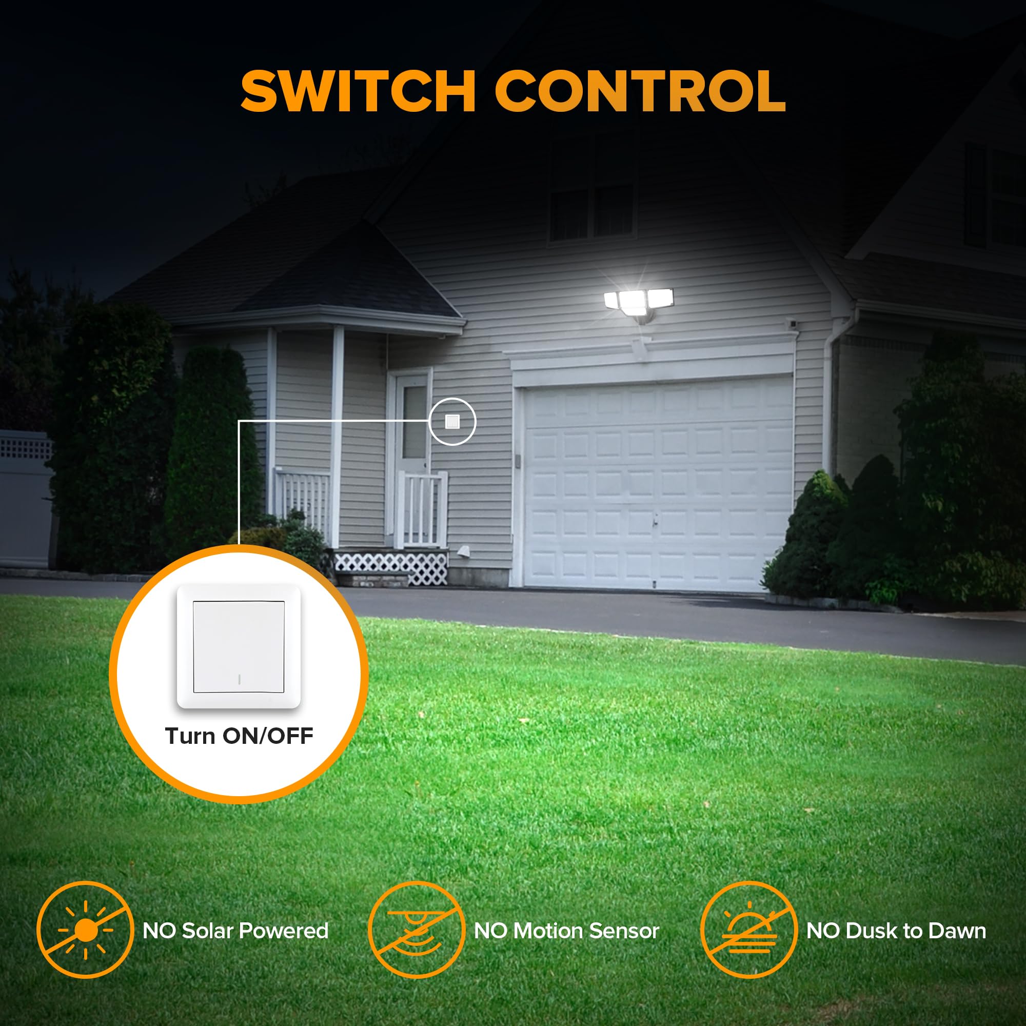 LUTEC 80W LED Flood Lights, 9000LM, 4 Heads, IP65 Waterproof, Black, Model 7632814012 for Outdoor Garage, Yard, and Patio Use