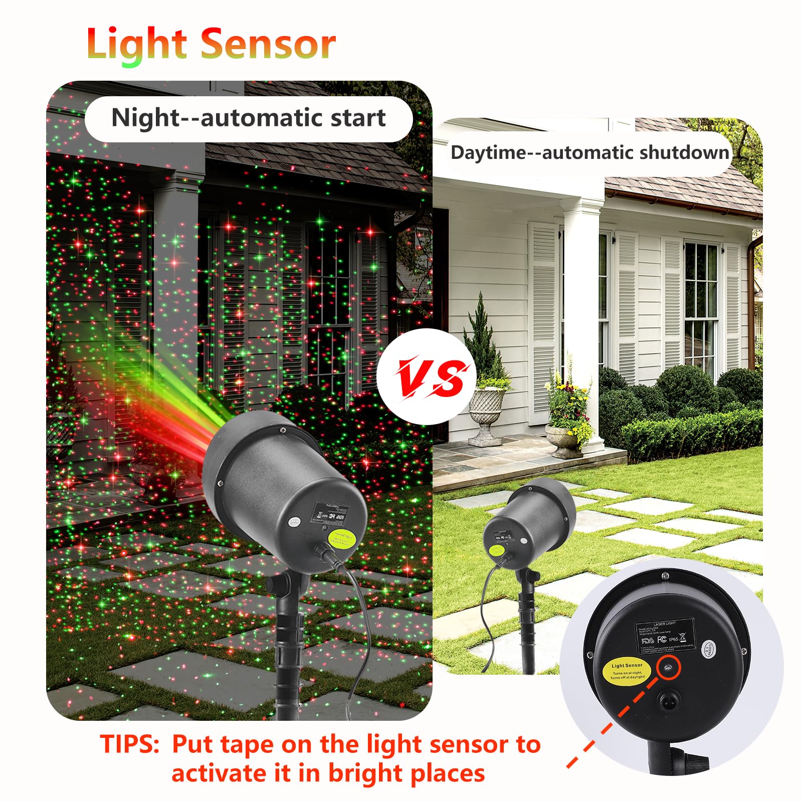 Yfain Christmas Laser Lights Outdoor, Motion Christmas Projector Lights Outdoor Waterproof, Landscape Spotlight Red & Green Xmas