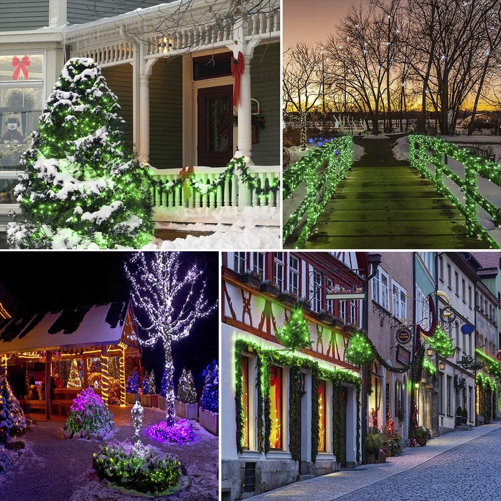 Hopolon MYGOTO 33FT 100 LEDs Twinkle String Lights, Green Wire, Waterproof, 8 Modes, Indoor Outdoor Christmas Decoration