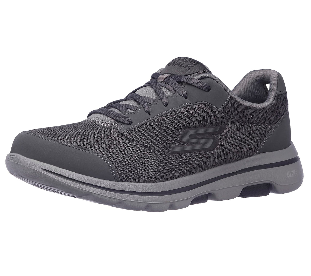 Skechers Mens Gowalk 5 Qualify-Athletic Mesh Lace Up Performance Walking Shoe Sneaker, Charcoalblack, 12 X-Wide
