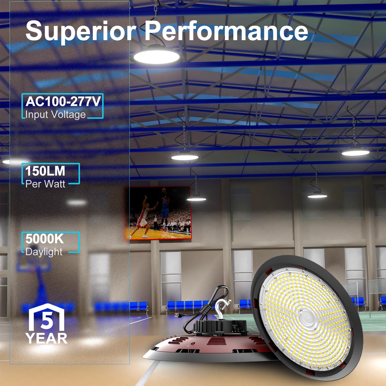 Lightdot Led High Bay Light 300W(340X1W Led 45000Lm High Bay Led Lights, Ac100-277V 5000K High Bay Led Shop Light, Us Plug Comme