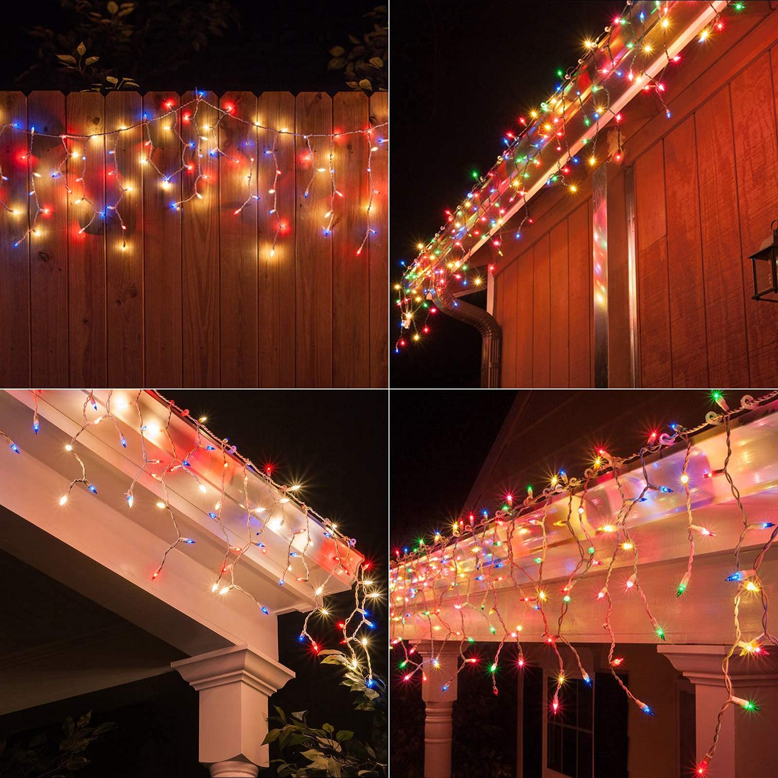 Lomotech Christmas Icicle Lights, 35Ft, 300 Count, Waterproof, Warm White, Connectable, Model LED08230200