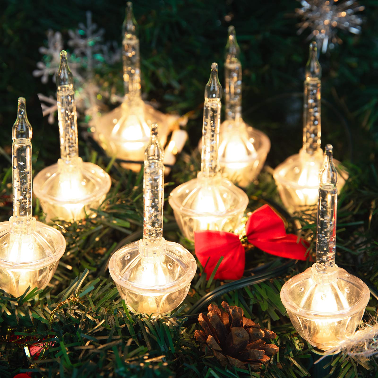 Minetom C7/E12 Vintage Bubble Lights - 7 Pack Multi-Color Bulbs, Red, Orange, Blue, Copper Material for Christmas Tree Decorations