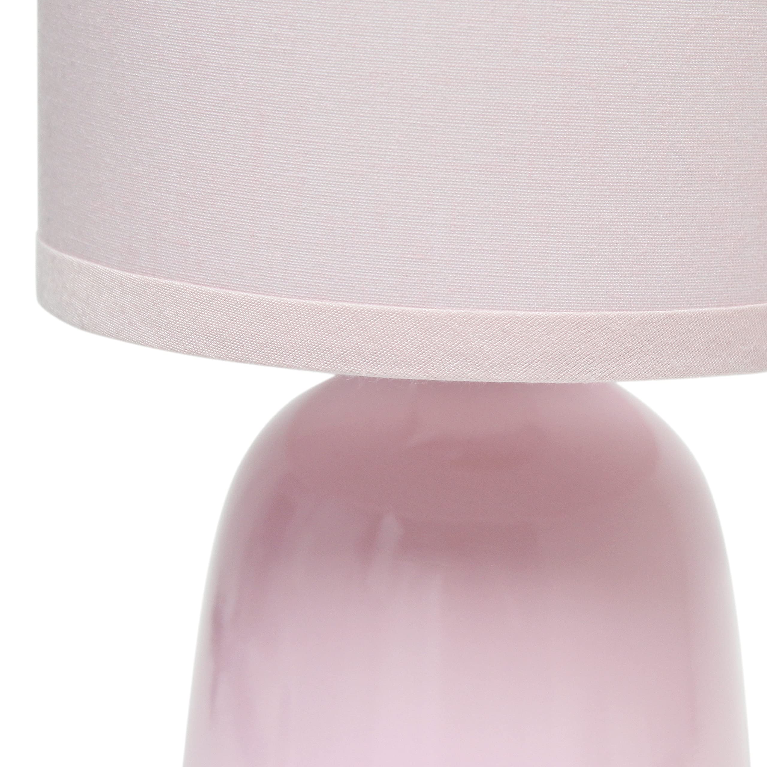 Simple Designs Lt1134-Lpk 10 Ceramic Thimble Base Table Lamp, Light Pink Shade, Ideal For Bedroom, Living Room, Entryway, Office