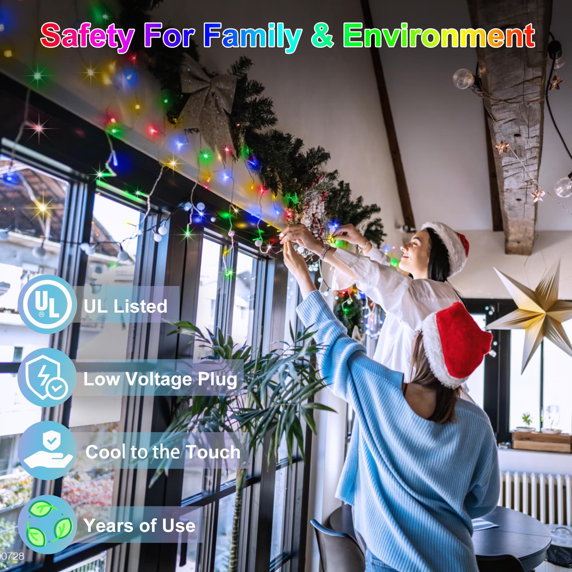 QUHUATU 670 LED Christmas Lights, 66FT with 148 Drops, Multicolor, 12 Modes, Waterproof, Model WX-666L