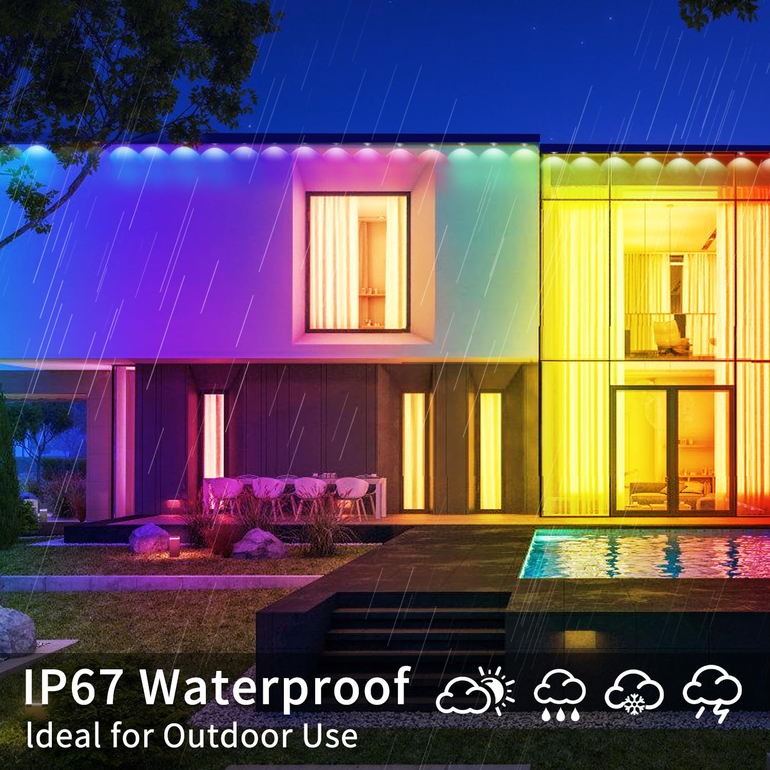 Yocrostar 300Ft Permanent Outdoor Lights,Rgb Eave Lights,Music Sync Ip67 Waterproof Outdoor Eave Lights Lighting, Can Be Used Fo
