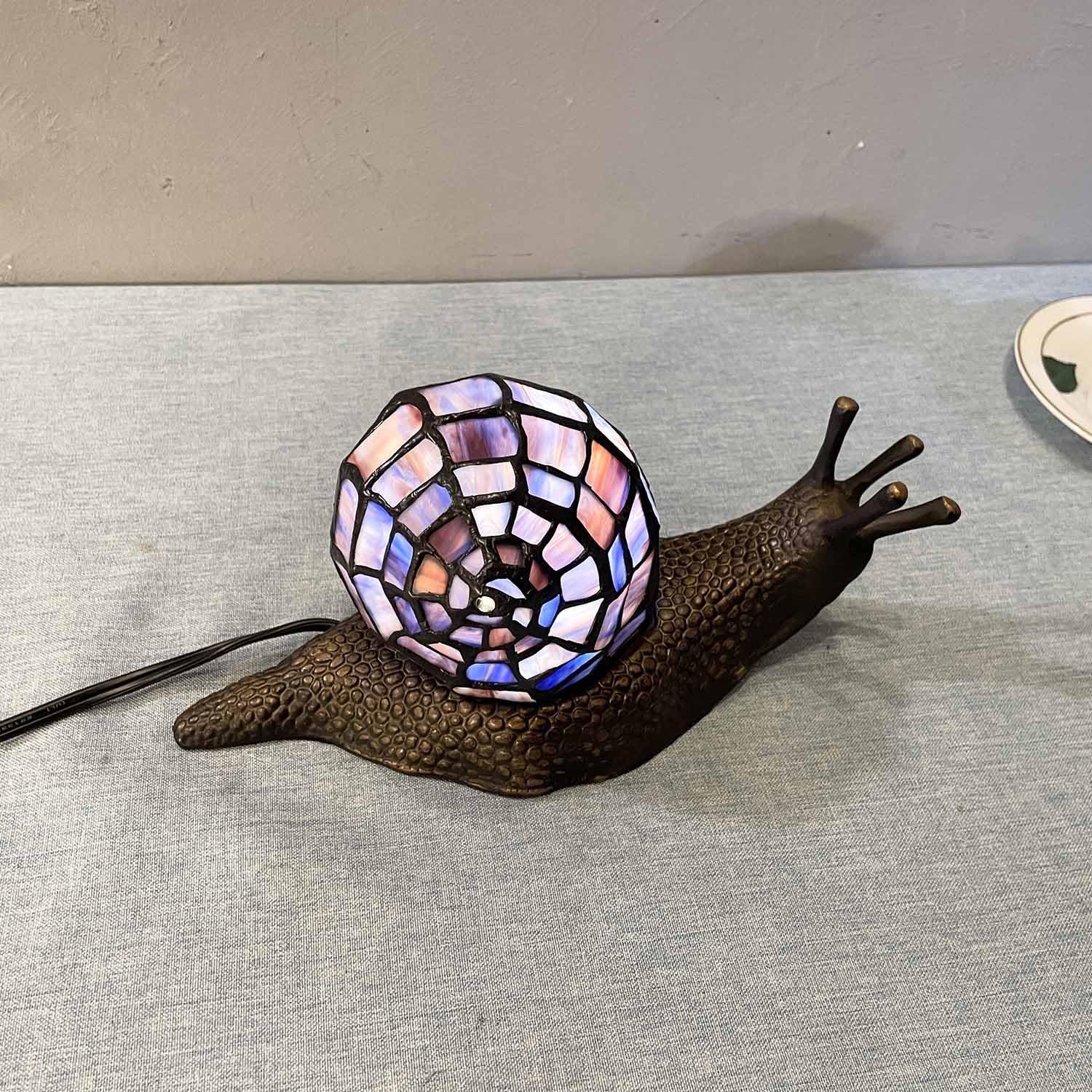 Bieye Tiffany Style Stained Glass Table Lamp, Purple, 10"D x 5"W x 5"H, Model L10976, Accent Lamp for Home Decor