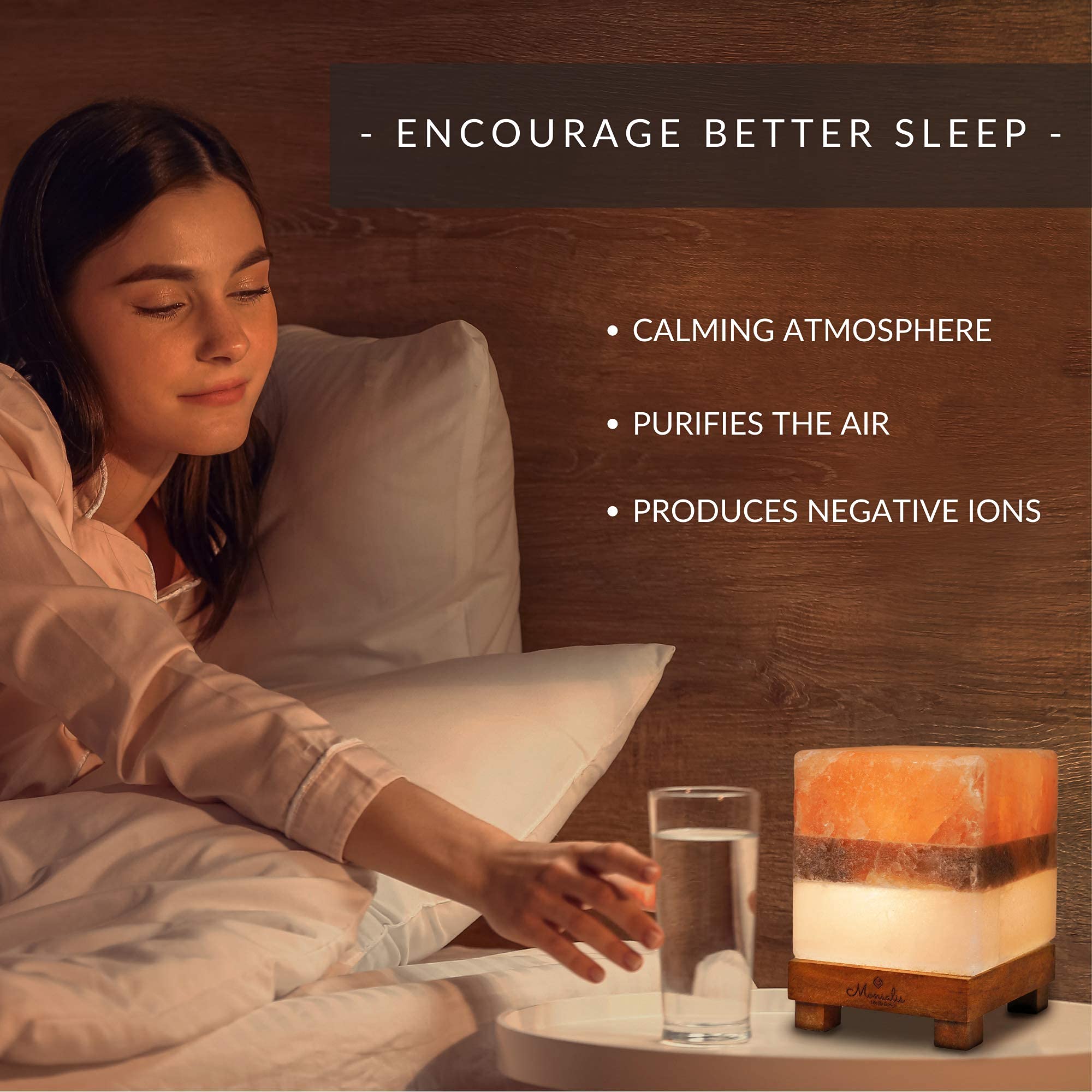 Monsalis Dual Illumination Salt Rock Lamp - Modern Square Pink White And Grey Design Of Salt Lamps With Dimmer, Adjustable Glow.