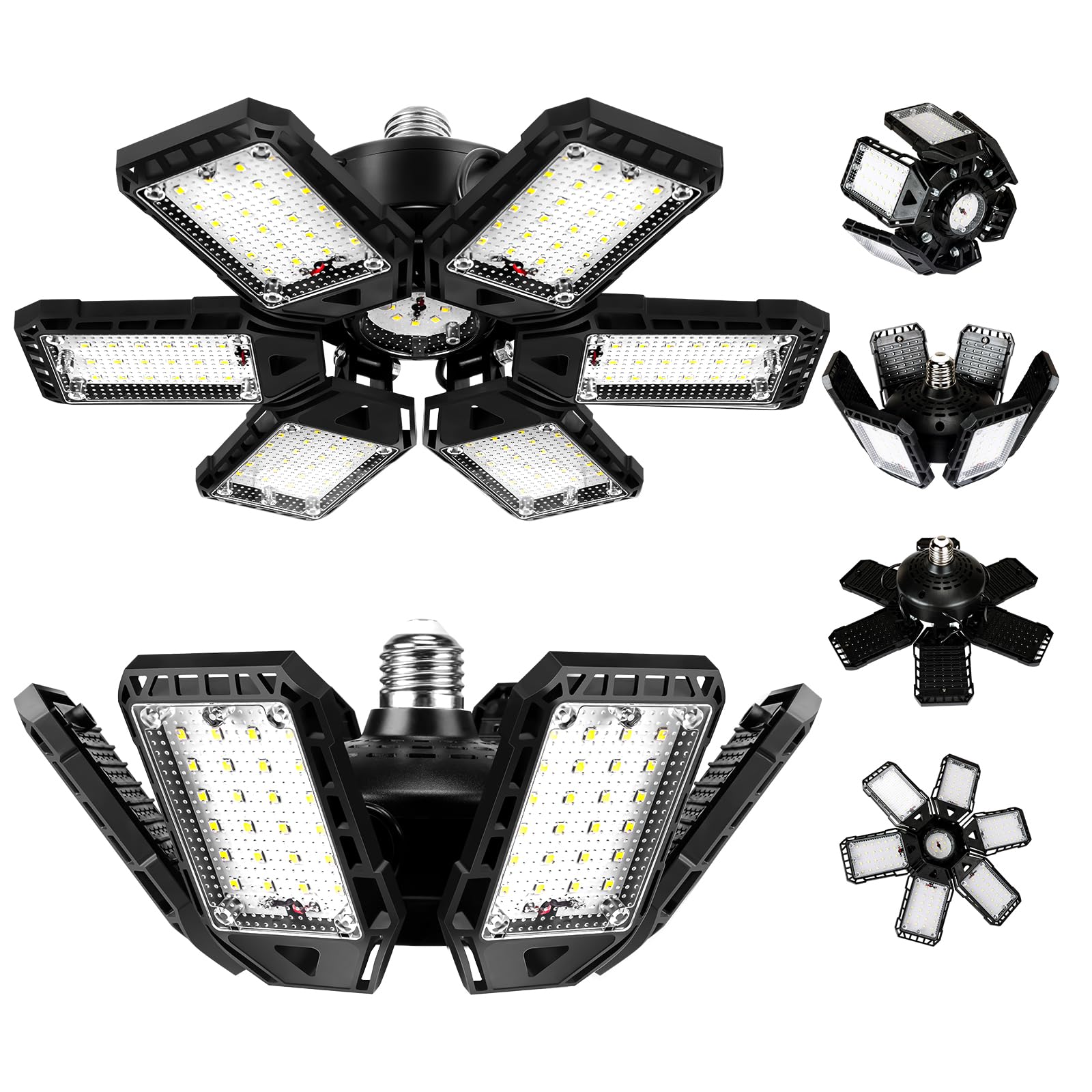 Led Garage Lights Bulb 2 Pack 180W 18000Lm 6500K Led Shop Light With 6 Plus 1 Deformable Panels Basement Barn Ceiling Lights E26