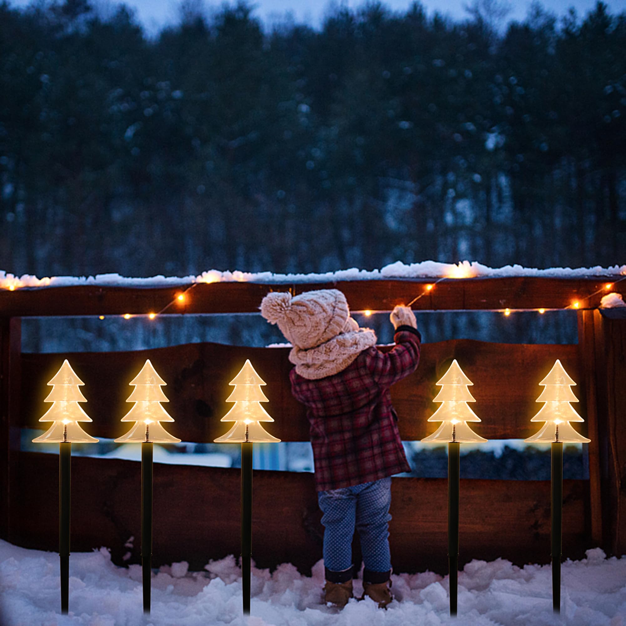 ooLALoo Solar Led Pathway Lights Christmas Tree Path Light for Christmas Holiday Decoration Waterproof Garden Light Yard Decorat