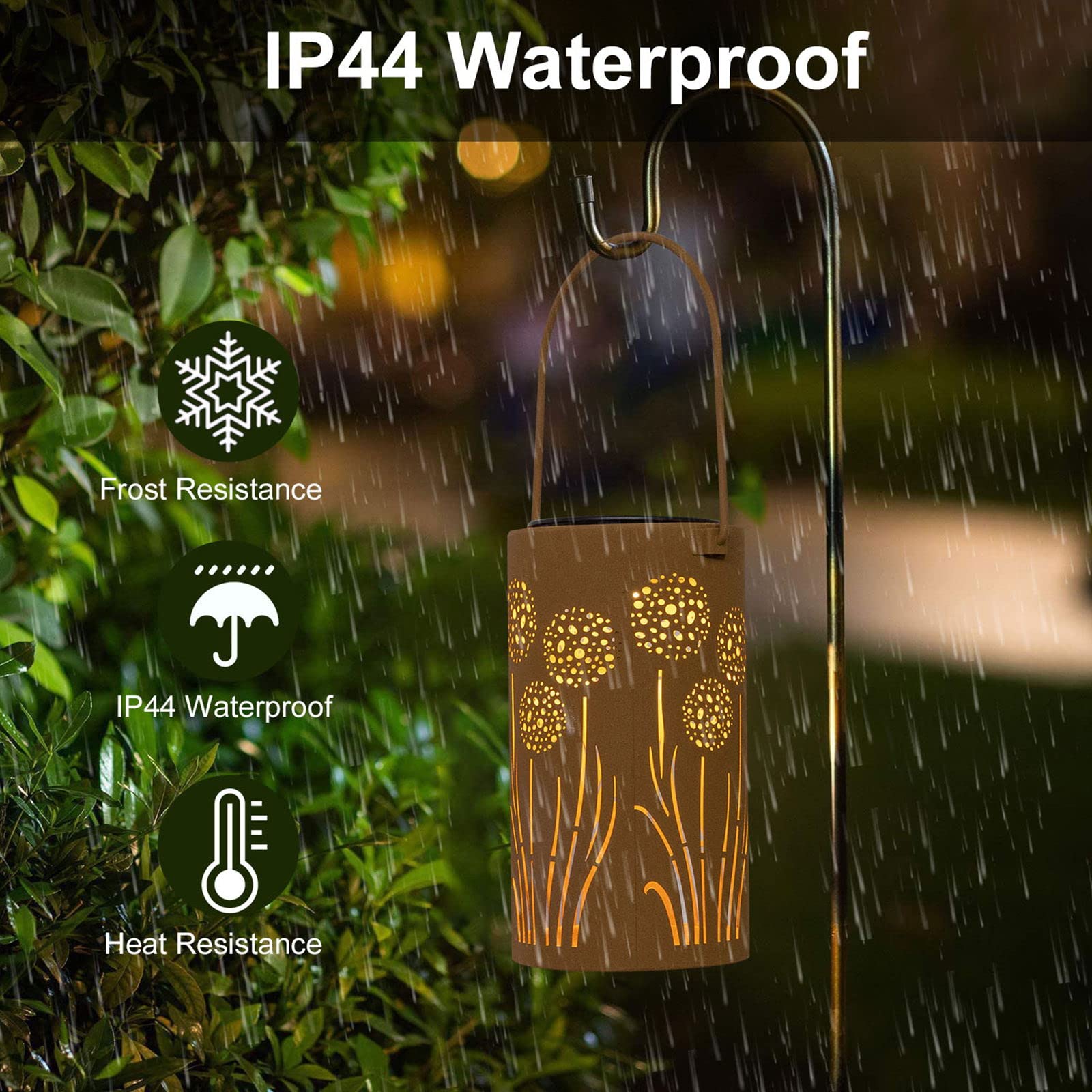 Solar Lanterns Outdoor Waterproof - Dandelion Solar Table Lamp Metal Decoration, Solar Table Lights For Desk Patio Lawn Patio Pa