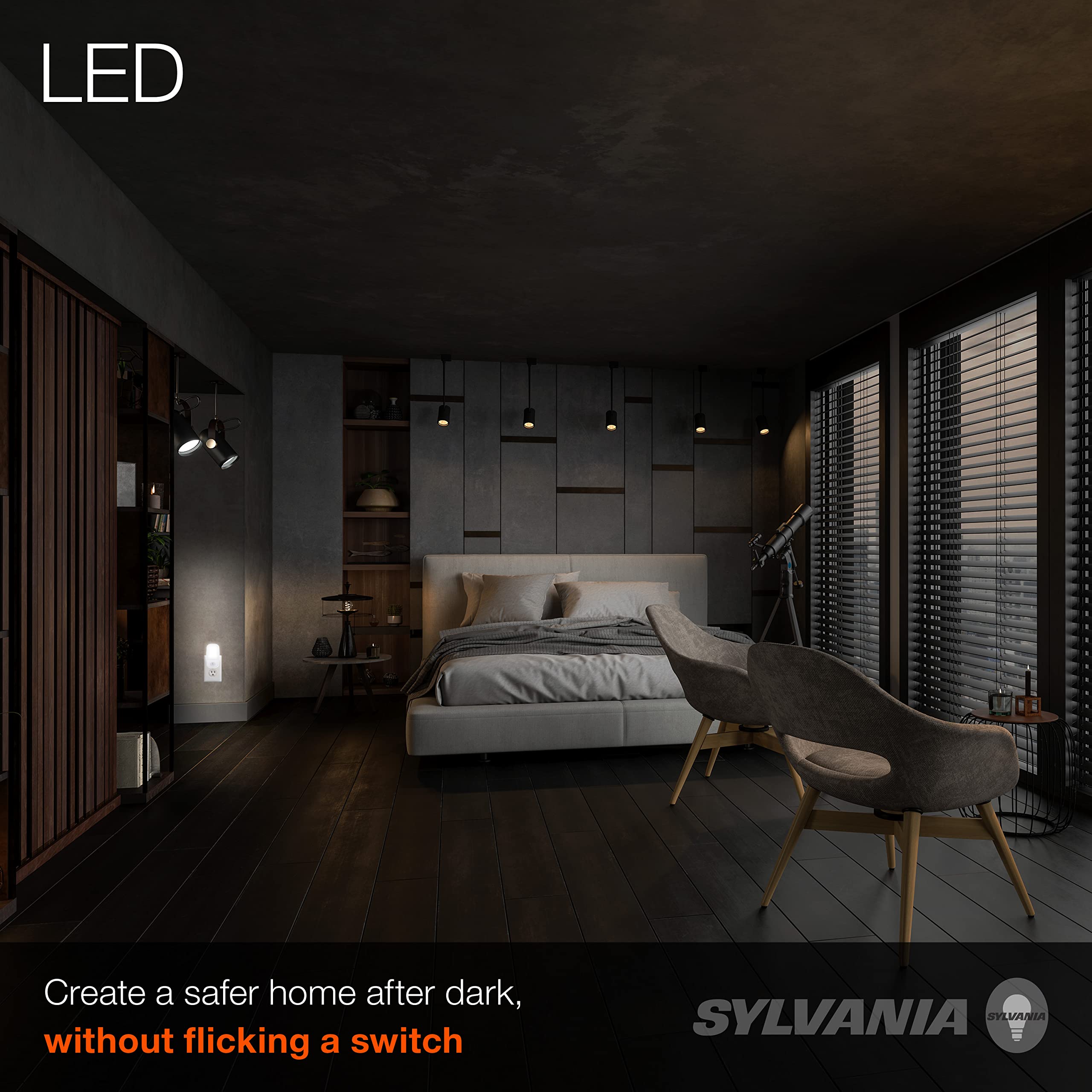 LEDVANCE SYLVANIA Mini Automatic Plug-In Night Light, Motion Activated, Soft White 2700K, 1 Pack, Model 64988
