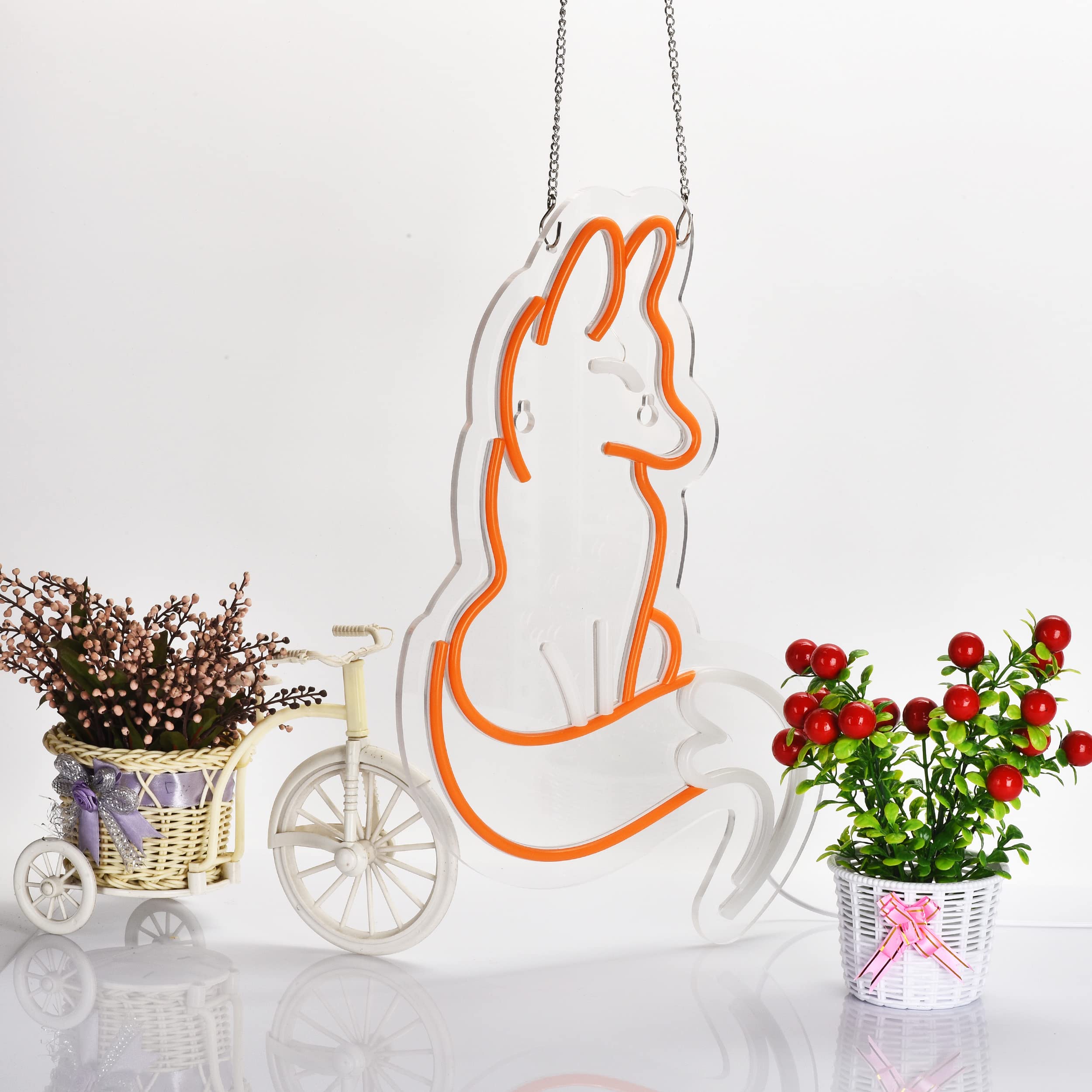 Roouneon Neon Sign For Wall Décor Fox Signs With Dimmable Switch Led Neon Signs Bedroom Room Home Beer Bar Neon Light Sign Hotel Party Club Office Art Lights(Brown+White)