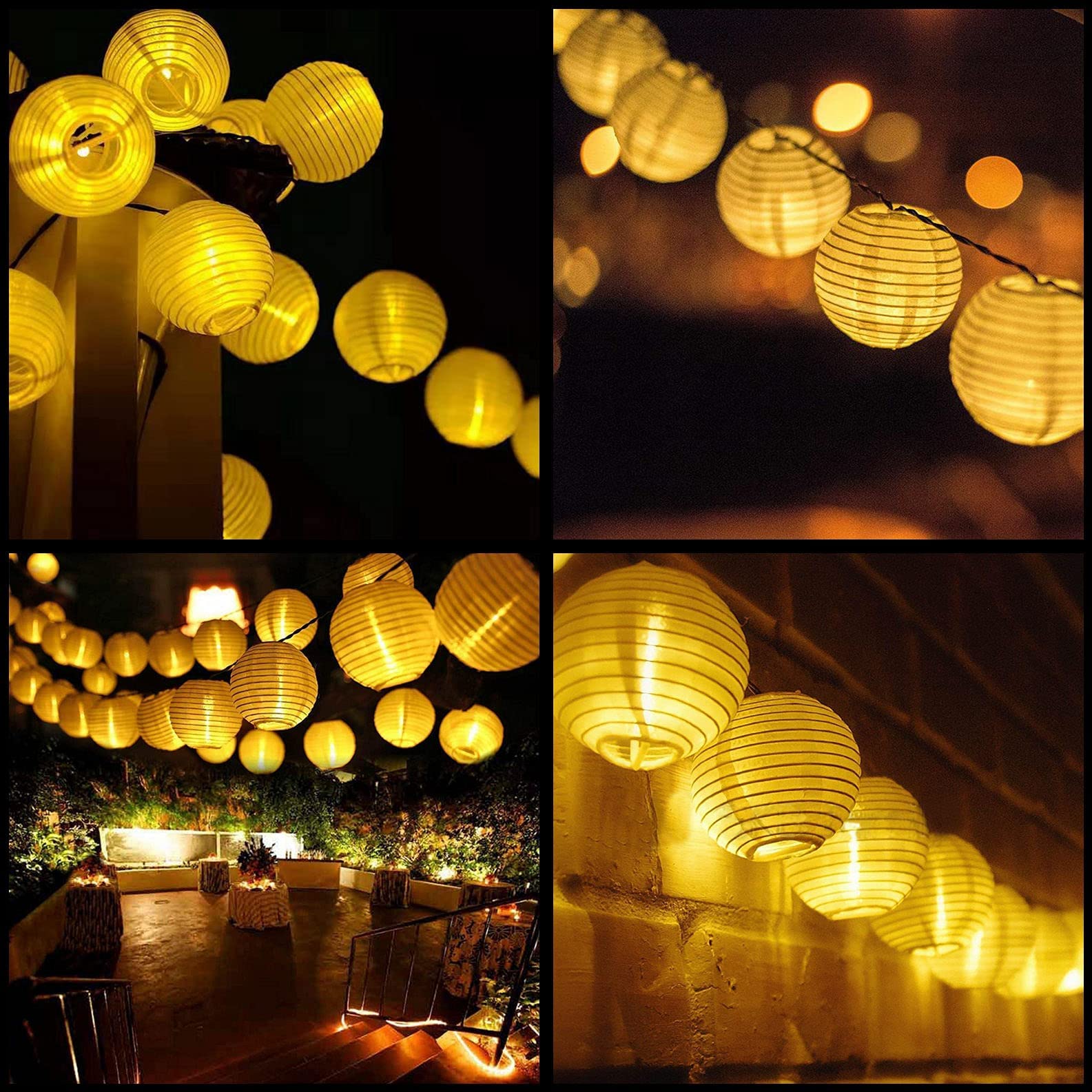 Sweet Shine White Lantern String Lights, 10 Waterproof Nylon Lanterns With 8.7' Ul Listed Plug-In Connectable String Lights (Whi
