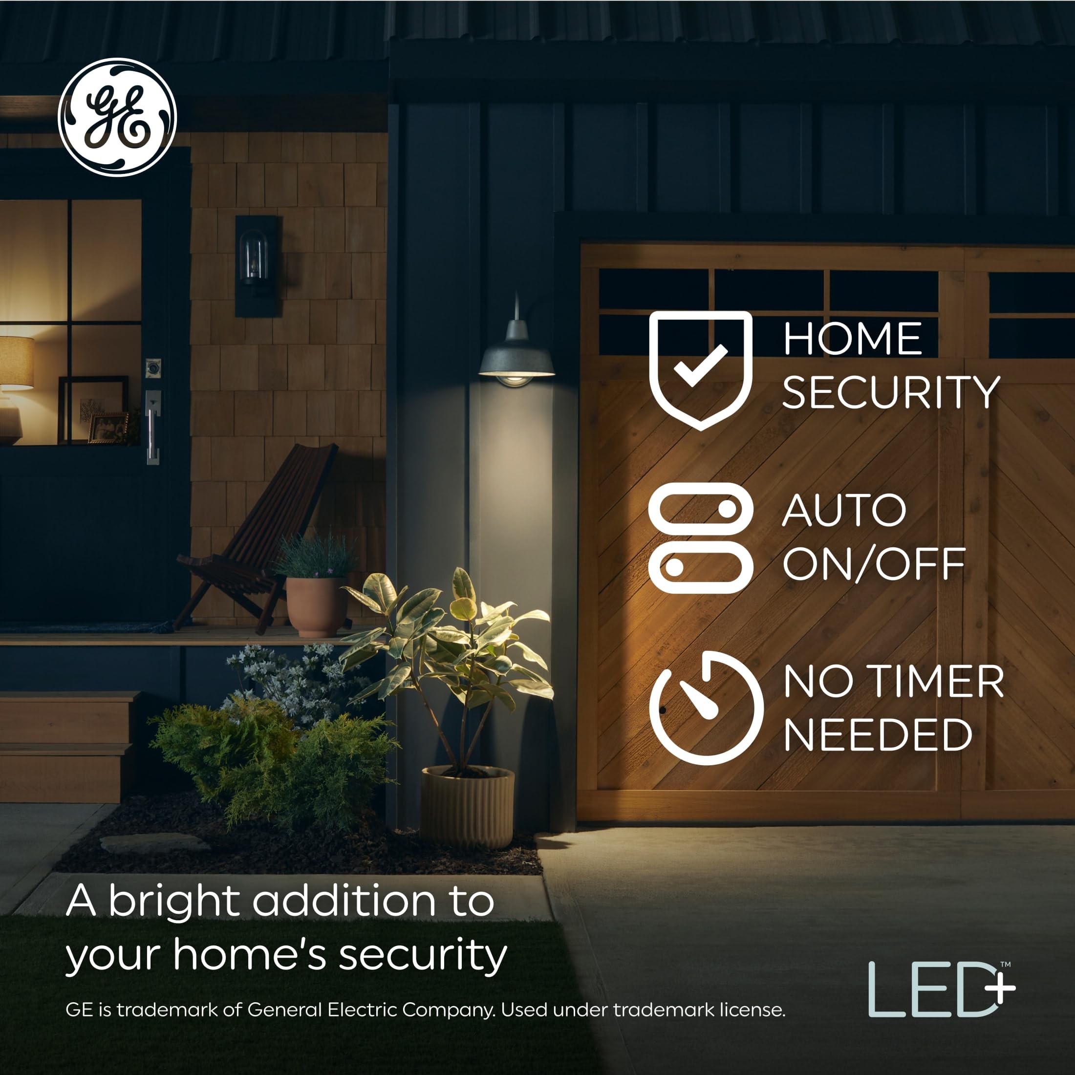 GE LED+ Dusk to Dawn PAR38 Outdoor Floodlight Bulbs, 15W, Daylight, 3 Pack, Plastic