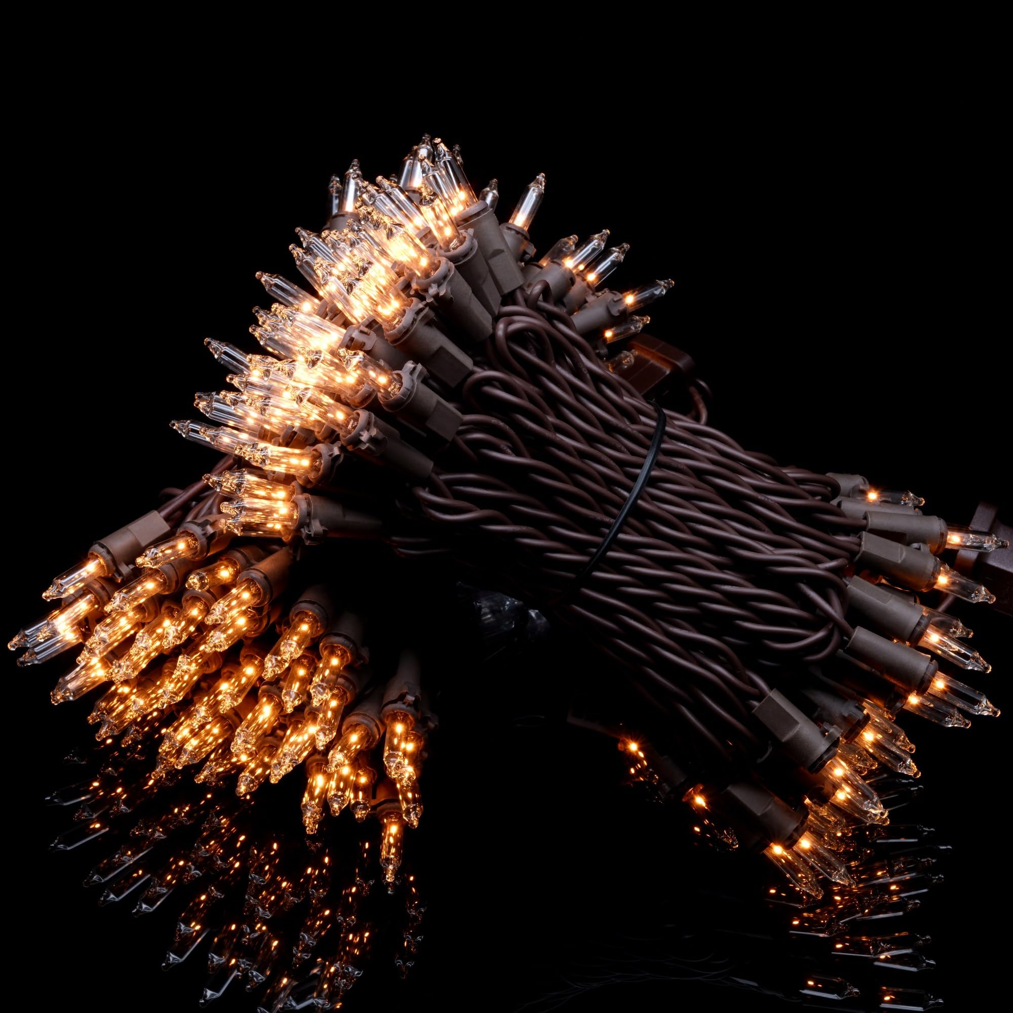 Yuletime Clear Christmas Lights With Brown Wire, Pack Of 2 Strands 33 Ft 100 Count Ul Certified Incandescent Mini String Lights