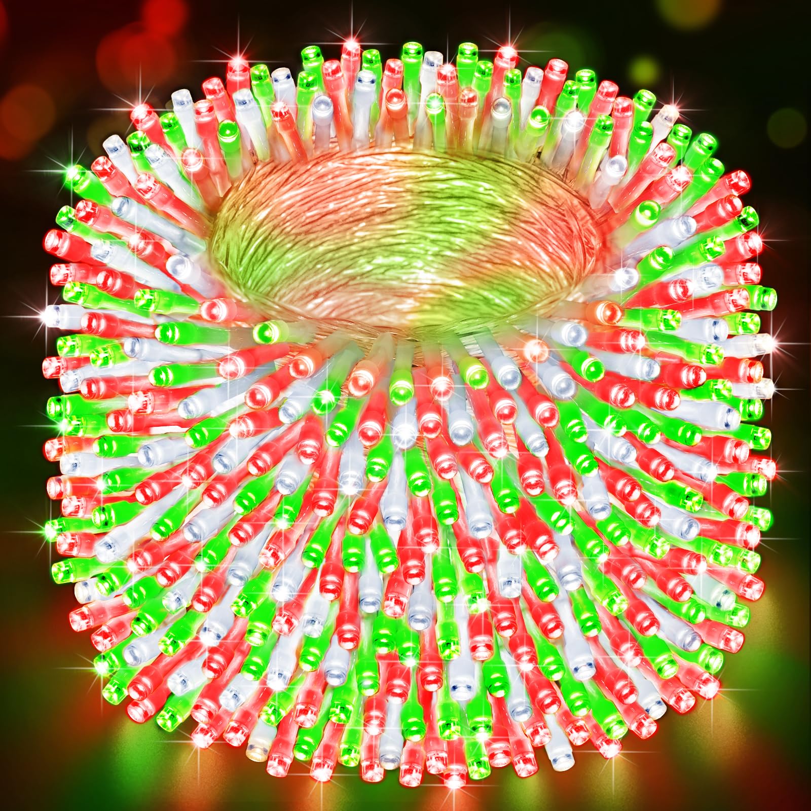 Heceltt Christmas Lights Outdoor, 522FT 1300 LED, Waterproof, 8 Lighting Modes, Red Green and White, Model BG-CL3M3-306L01