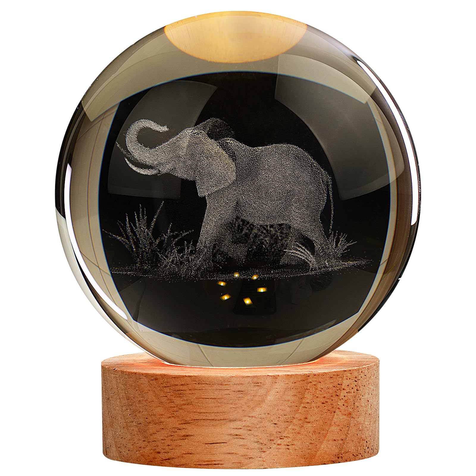 JANARARY Large 3D Elephant Crystal Ball Night Light, 16 Color Changing with Remote Control for Bedroom Decor, Ideal Cool Desk De