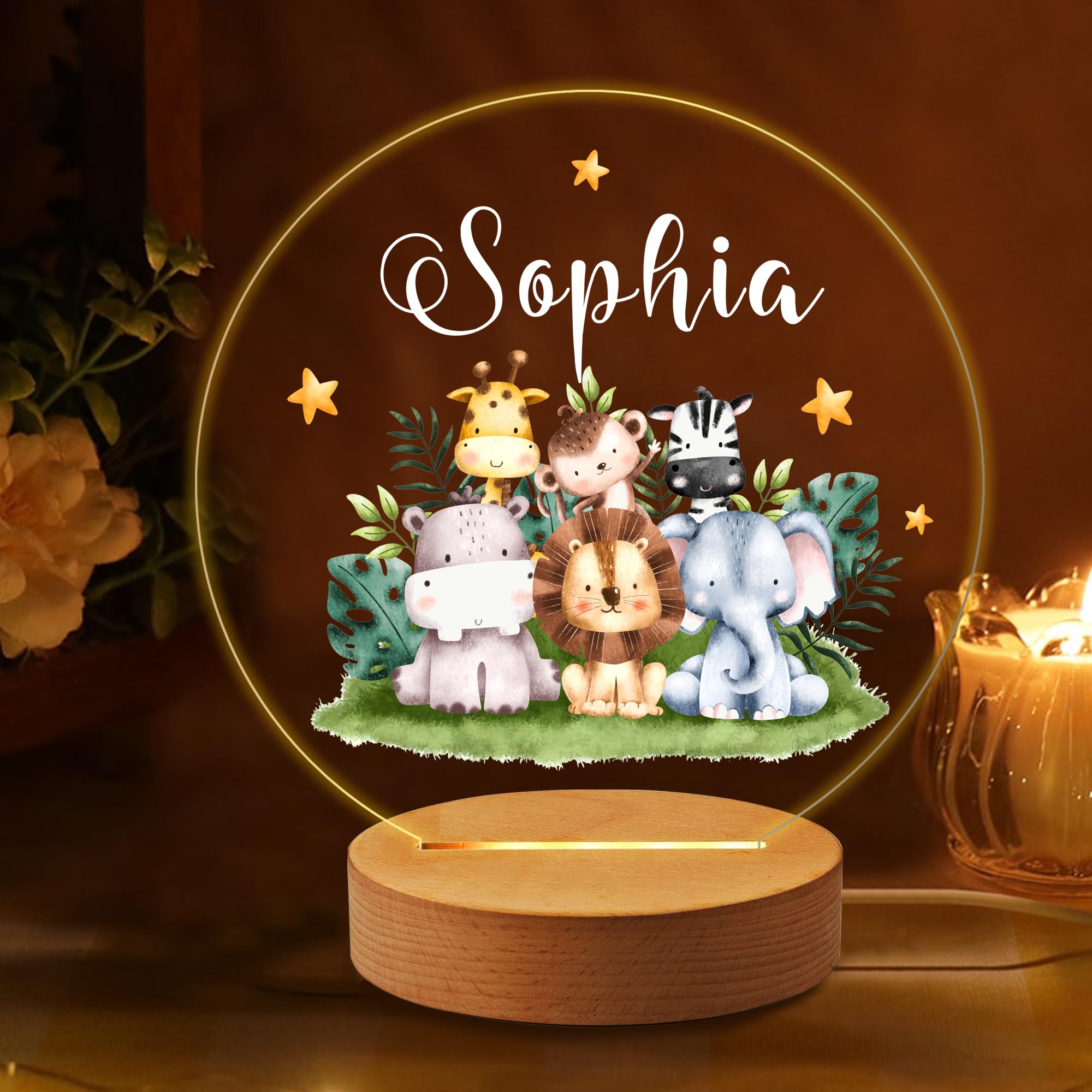 EDSG Personalized Night Light for Kids, 7 Colors LED, Acrylic, Model 151186-91-3, Design 3