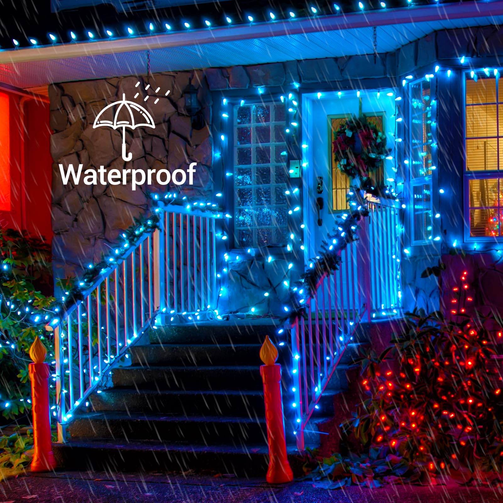 Odeetronic Rgb C9 Christmas Lights  66Ft 100 Led Color Changing Christmas String Lights  Connectable Xmas Tree Light With Timer  Remote Outdoor C9 String Light For Home Party Wedding Xmas Decoration