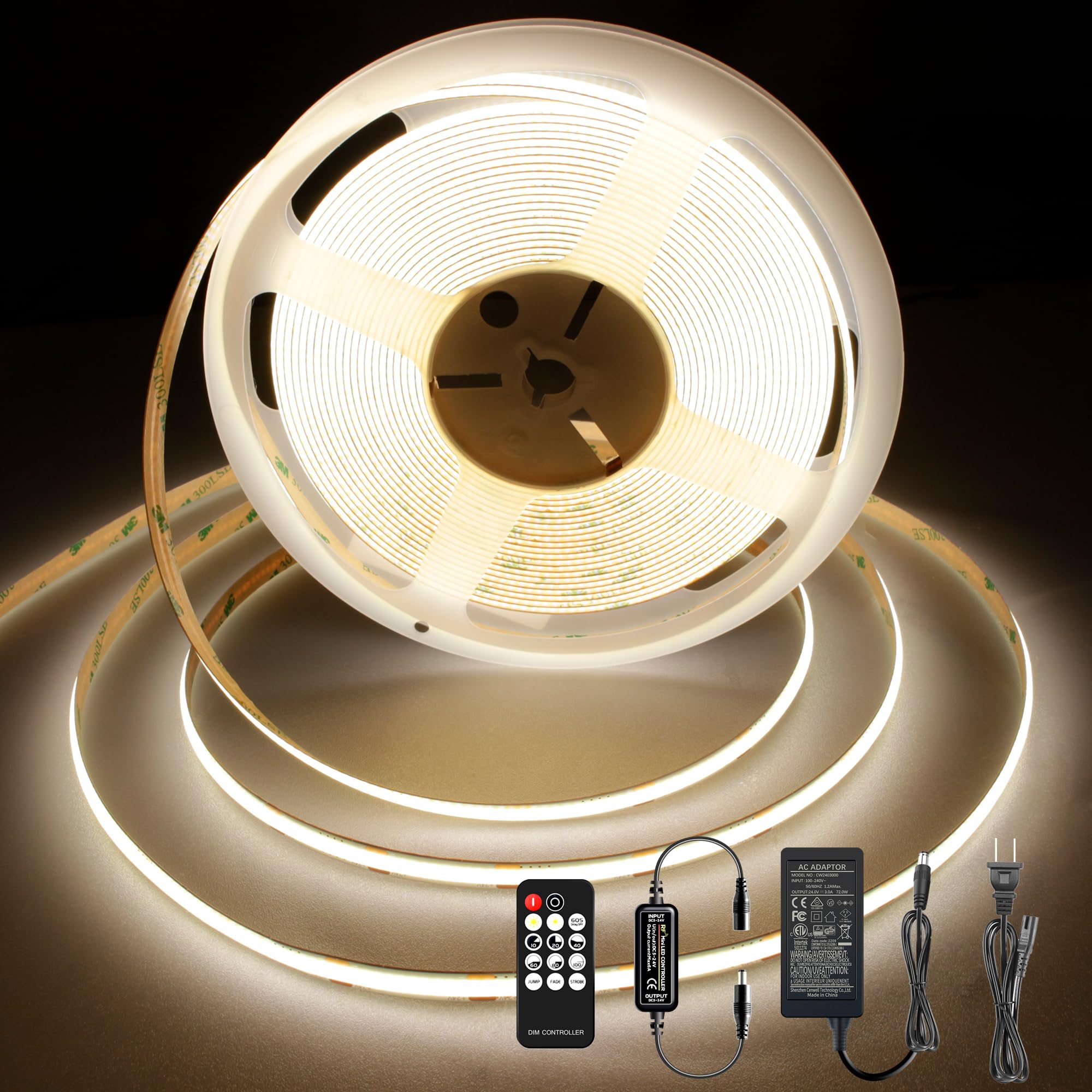 Pandery LED Strip Lights 32.8FT, Dimmable, 24V, CRI90+, Natural White 4000K, Model P10M-384KIT-4000K