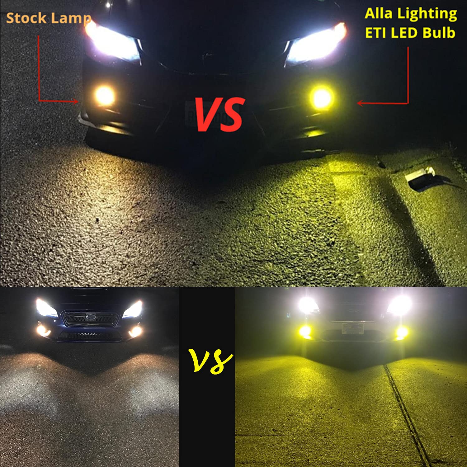 Alla Lighting 3800Lm 899 880 Led Fog Light Bulbs  Super Bright Pg13 Base 884 885 887 893 H27 H32  Eti 56-Smd (3000K Golden Yellow)