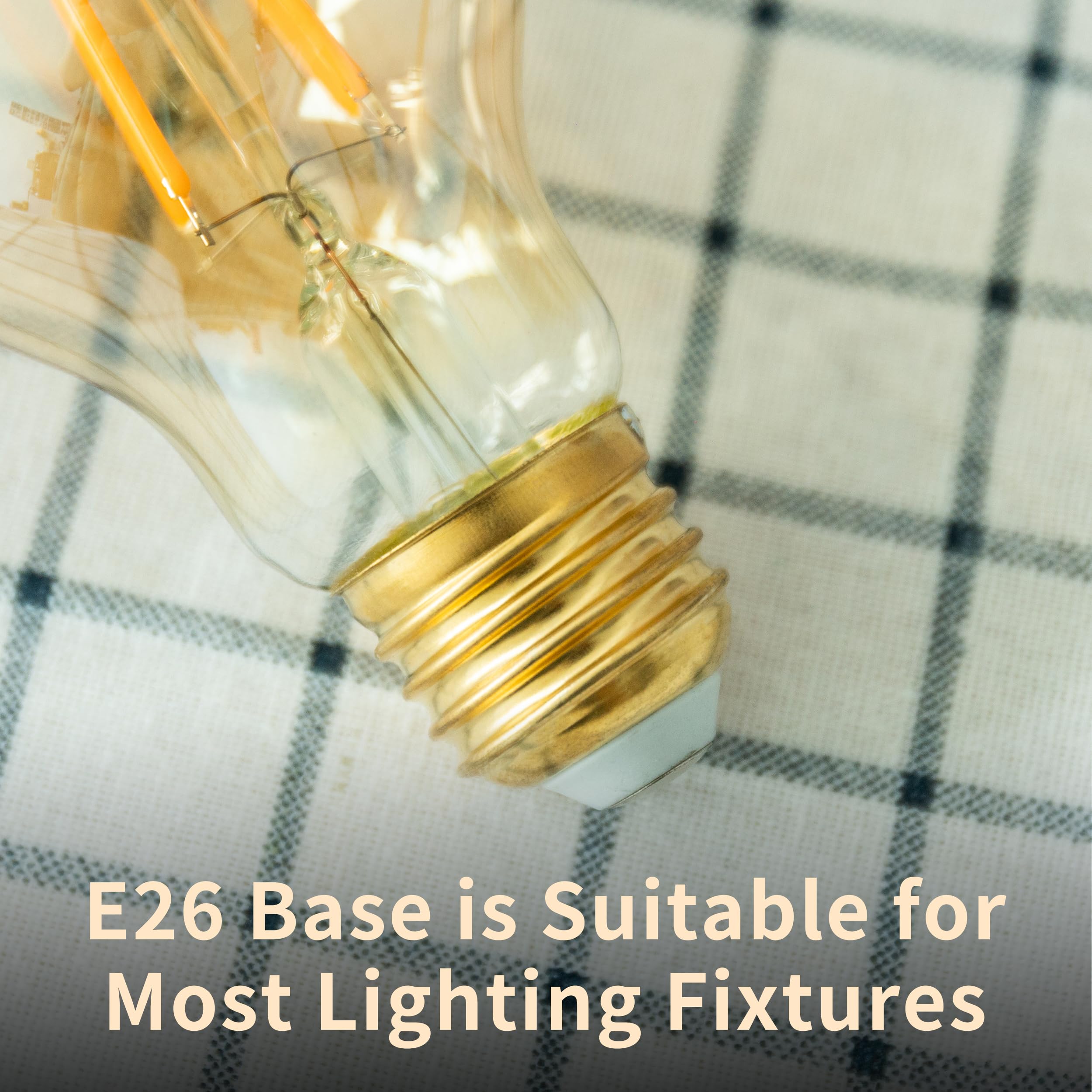 Runquiz 2200K Led Light Bulb,Vintage A19 Edison Bulbs,Dimmable Amber Warm White Tone Light Bulb,Antique Led Filament Light Bulbs