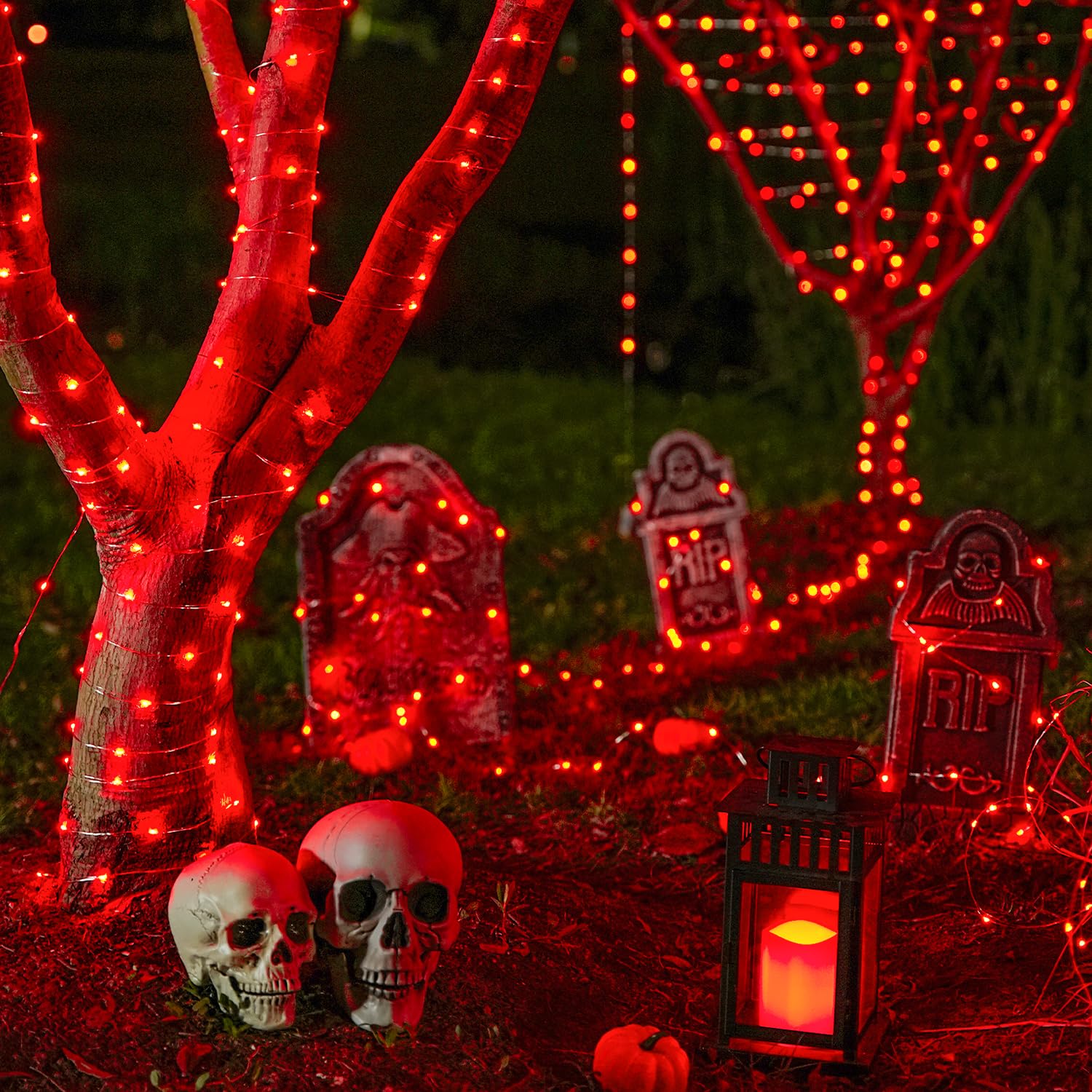 JMEXSUSS 200 LED Fairy Lights, 66ft Battery Operated String Lights, 8 Modes, Red Copper for Valentine Decorations