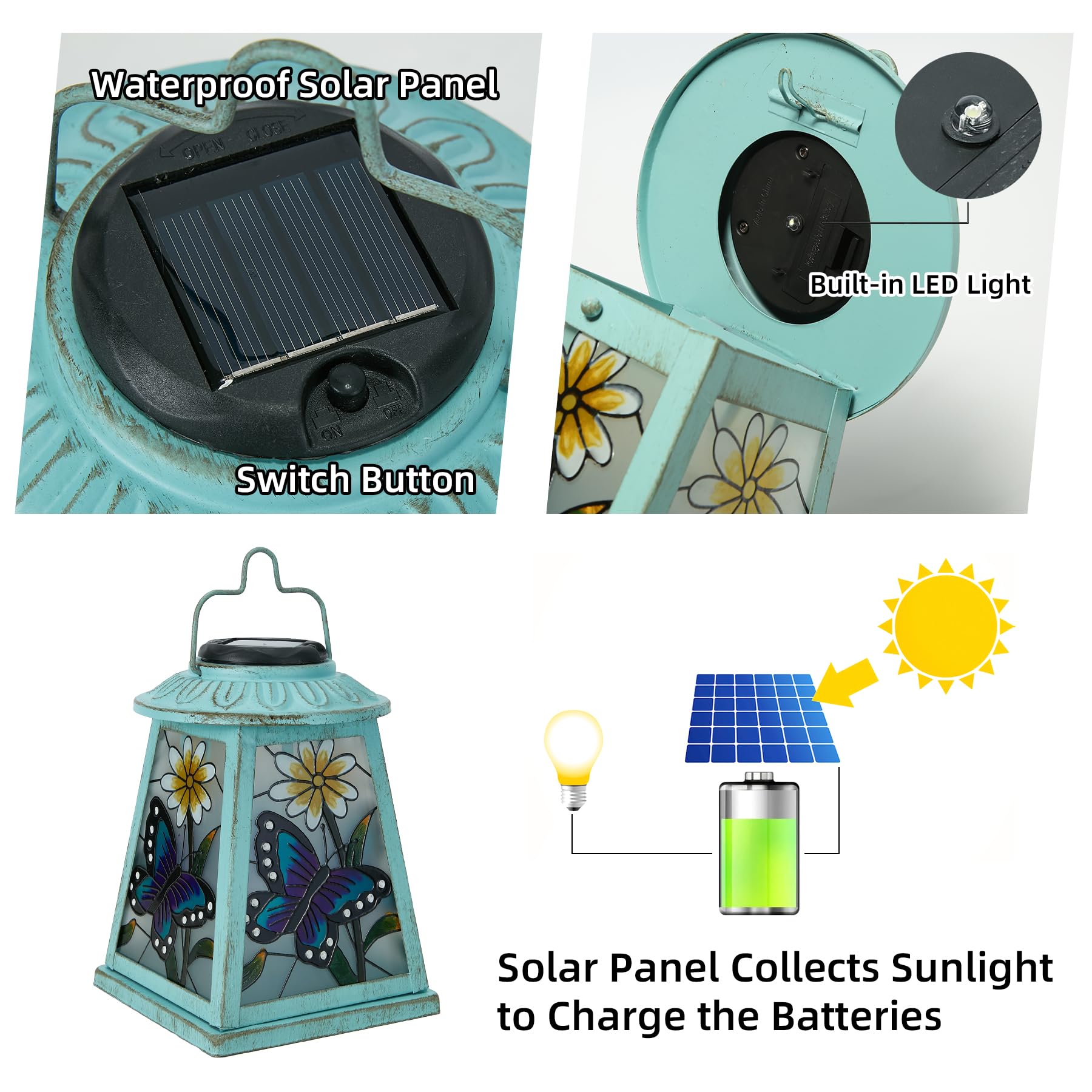 Butterfly Solar Lantern With Shepherd Hook  Outdoor Hanging Metal Led Garden Light Waterproof For Patio Yard Pathway  Unique Butterfly Lantern Decor And Meaningful Garden Gift For Mom Grandma Women