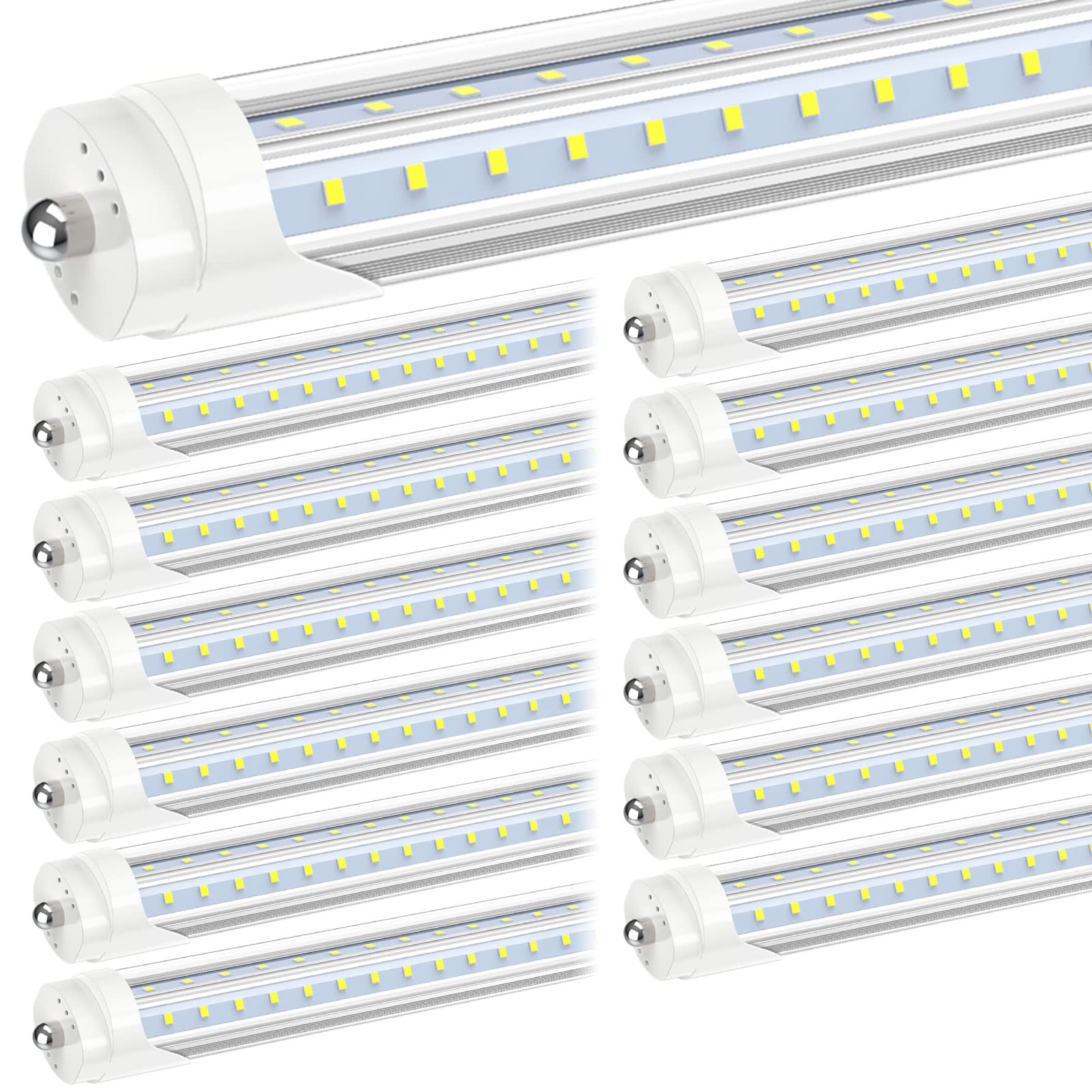 JESLED T8/T10/T12 LED Tube Light 50W 6000LM Daylight White 5000K 12-Pack FA8 Base Aluminum