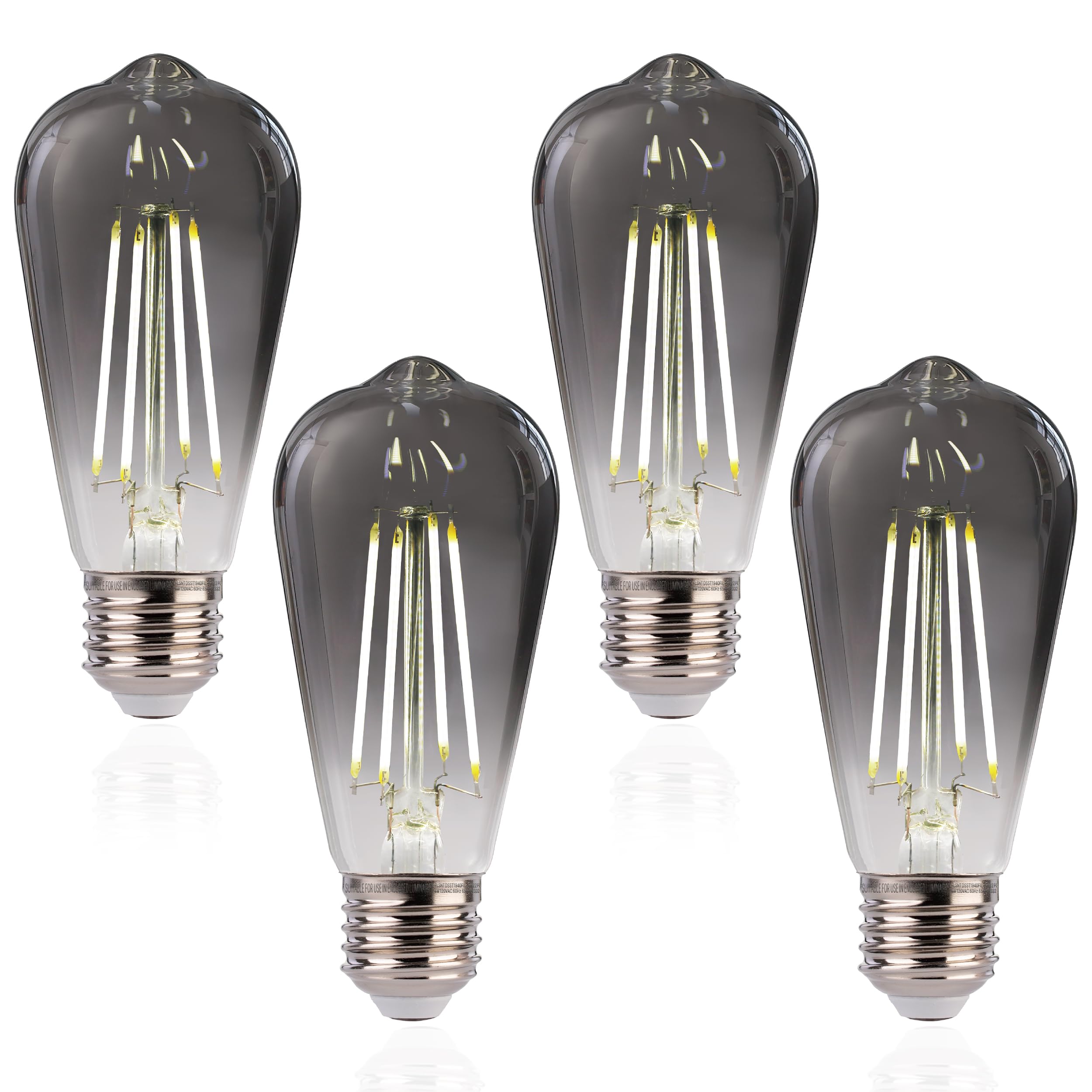 Flsnt Led Edison Bulbs, 5000K White Light Dimmable St19 Led Light Bulbs, E26 Base,4W(40W Equivalent), Cri82+, 150Lm, 4 Pack, Smo