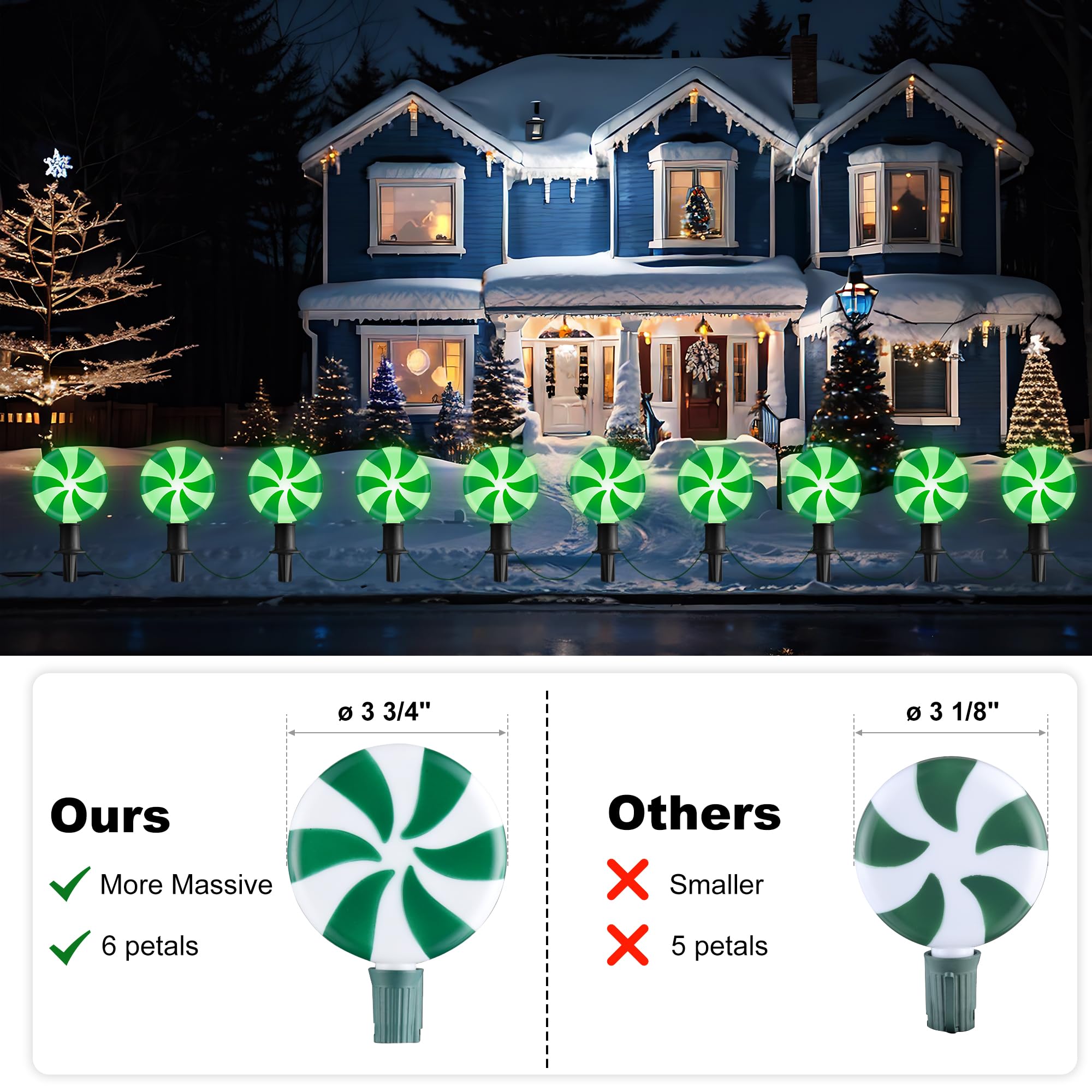 Ultimate Unicorn Christmas Lollipop Pathway Lights For Garden Christmas Decoration Green, 10 Led Peppermint String Lights With S