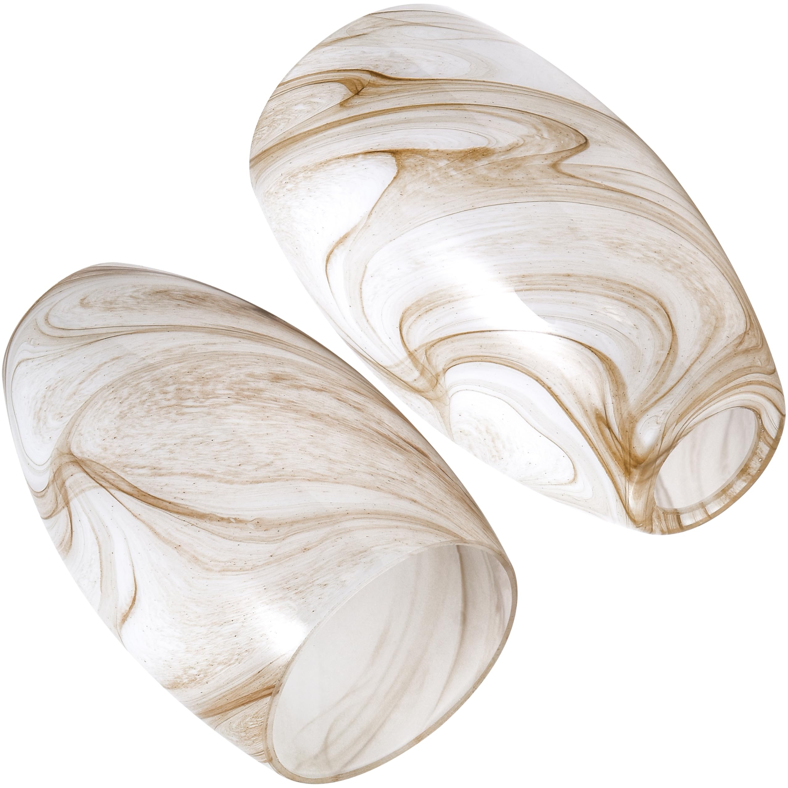 Go&So Honey-Bronze Gradient Flow Pendant Light Shade  7.8H Oval Fixture  1.57 Fitter  2 Pack Kitchen Pendant Lighting Over Island -Hand-Blown Fluid Line Texture For Chandelier Replacement Shades Set