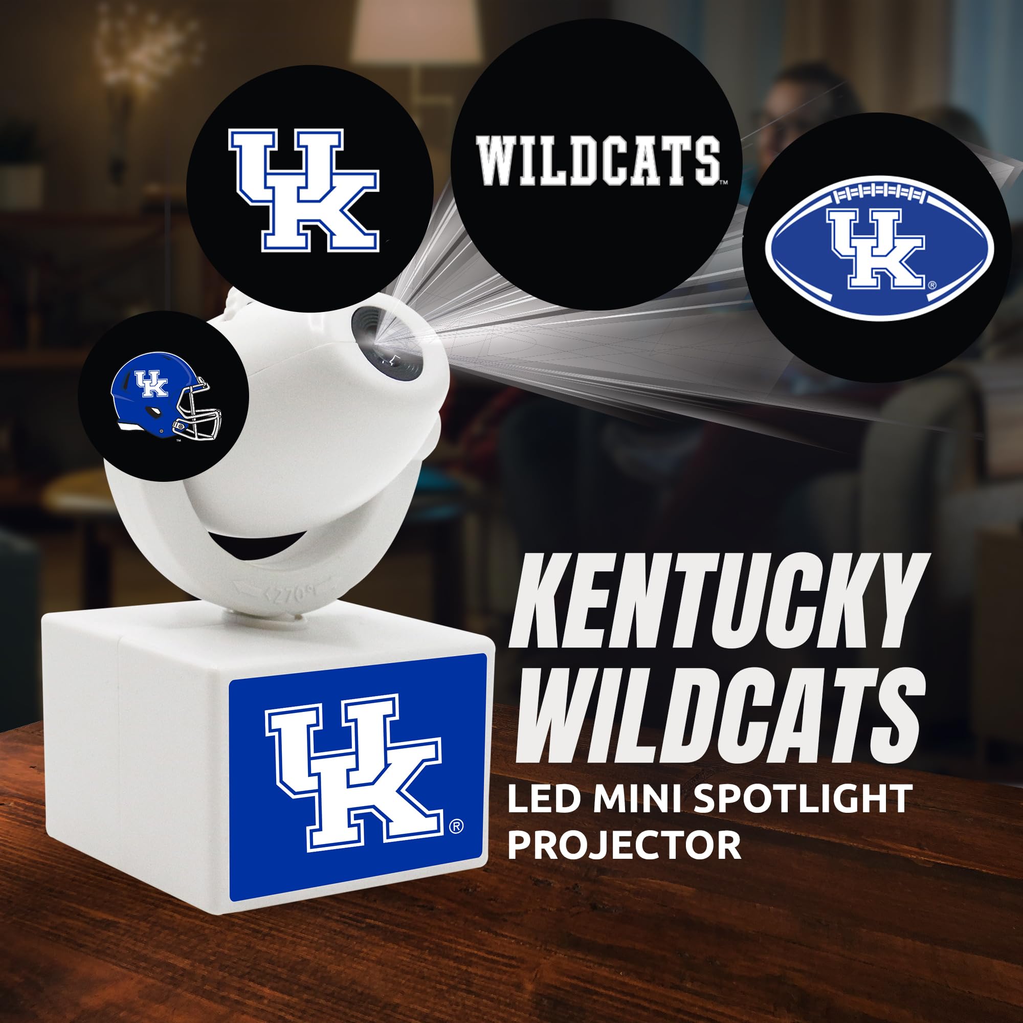 Sporticulture Ncaa Kentucky Led Mini Spotlight Projector, 6 Team Logos, Portable & Rechargeable